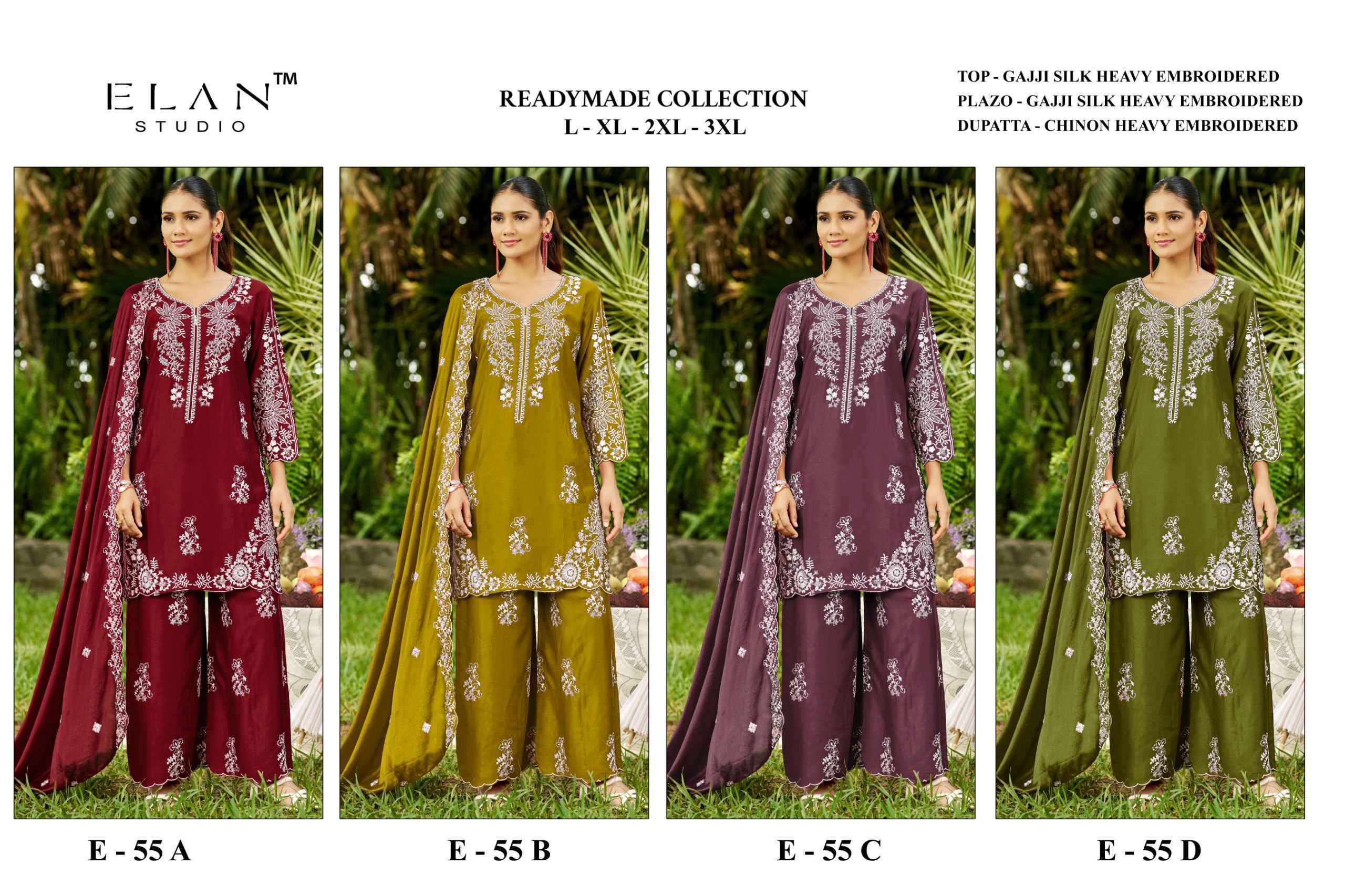 Elan Studio D No E-55 Readymade Gajji Silk Dress 4 pcs Catalogue