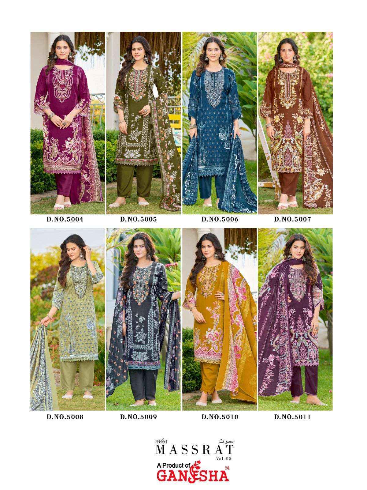 Ganesha Massrat Vol 5 Cotton Dress Material 8 pcs Catalogue