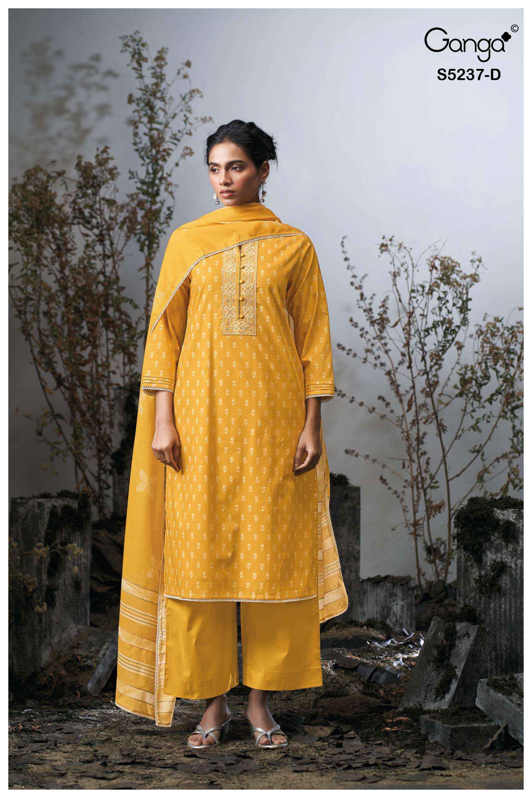 Ganga Cazzie 5237 Satin Cotton Dress Material 4 pcs Catalogue