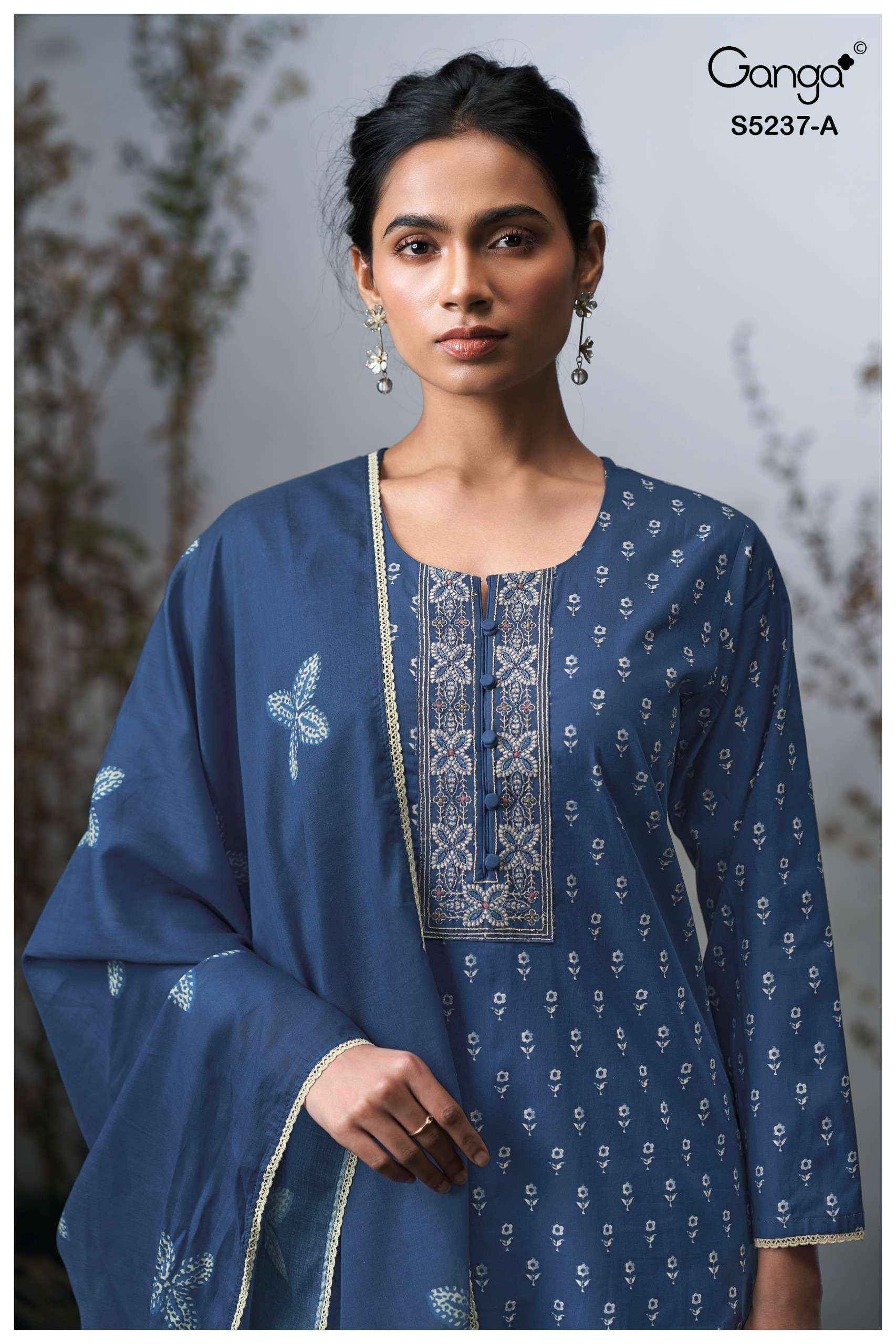 Ganga Cazzie 5237 Satin Cotton Dress Material 4 pcs Catalogue