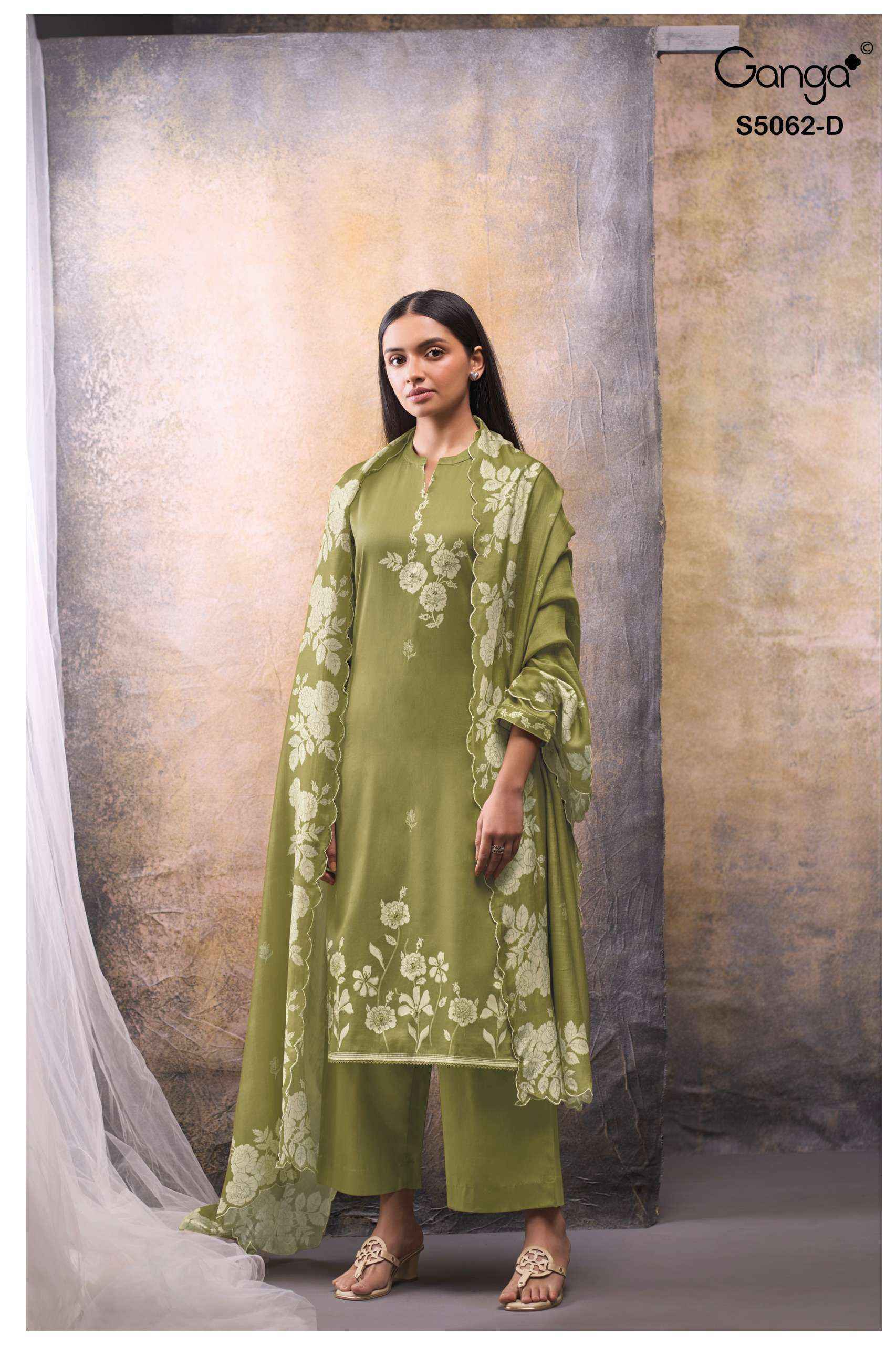 Ganga Jivisha 5062 Cotton Satin Dress Material 4 pcs Catalogue