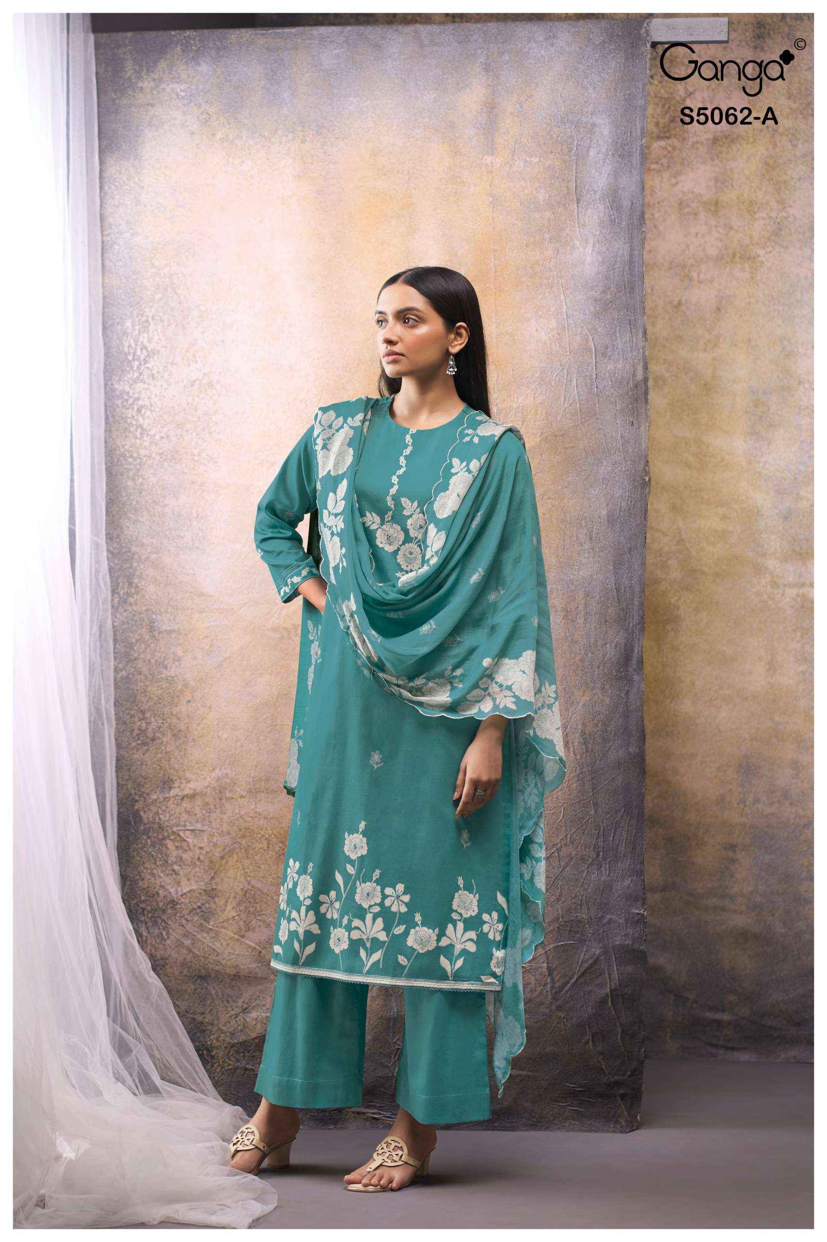 Ganga Jivisha 5062 Cotton Satin Dress Material 4 pcs Catalogue
