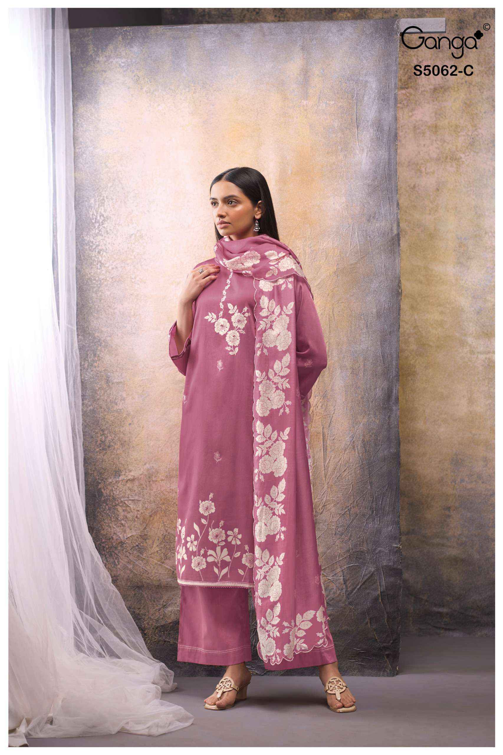 Ganga Jivisha 5062 Cotton Satin Dress Material 4 pcs Catalogue