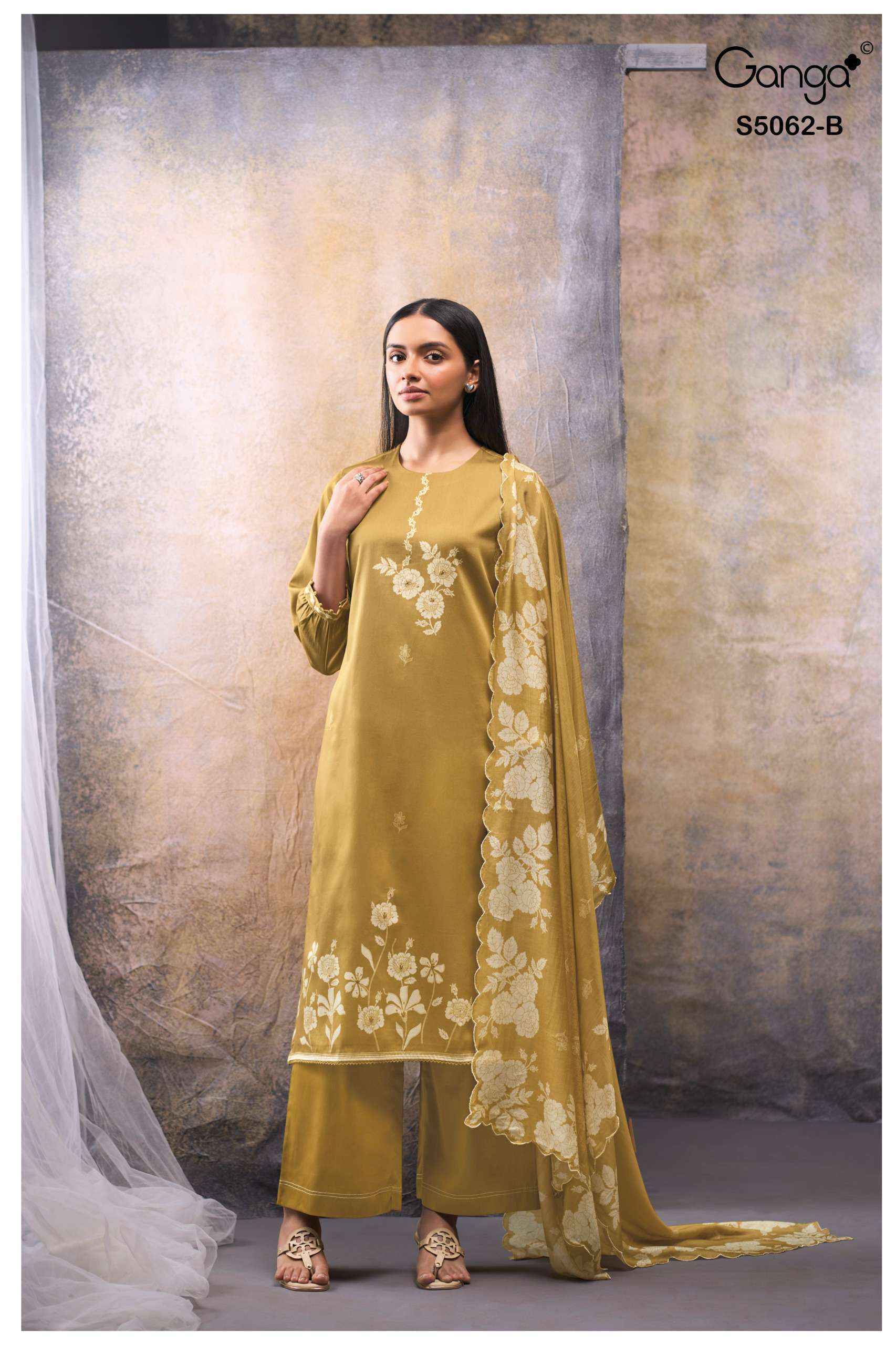 Ganga Jivisha 5062 Cotton Satin Dress Material 4 pcs Catalogue