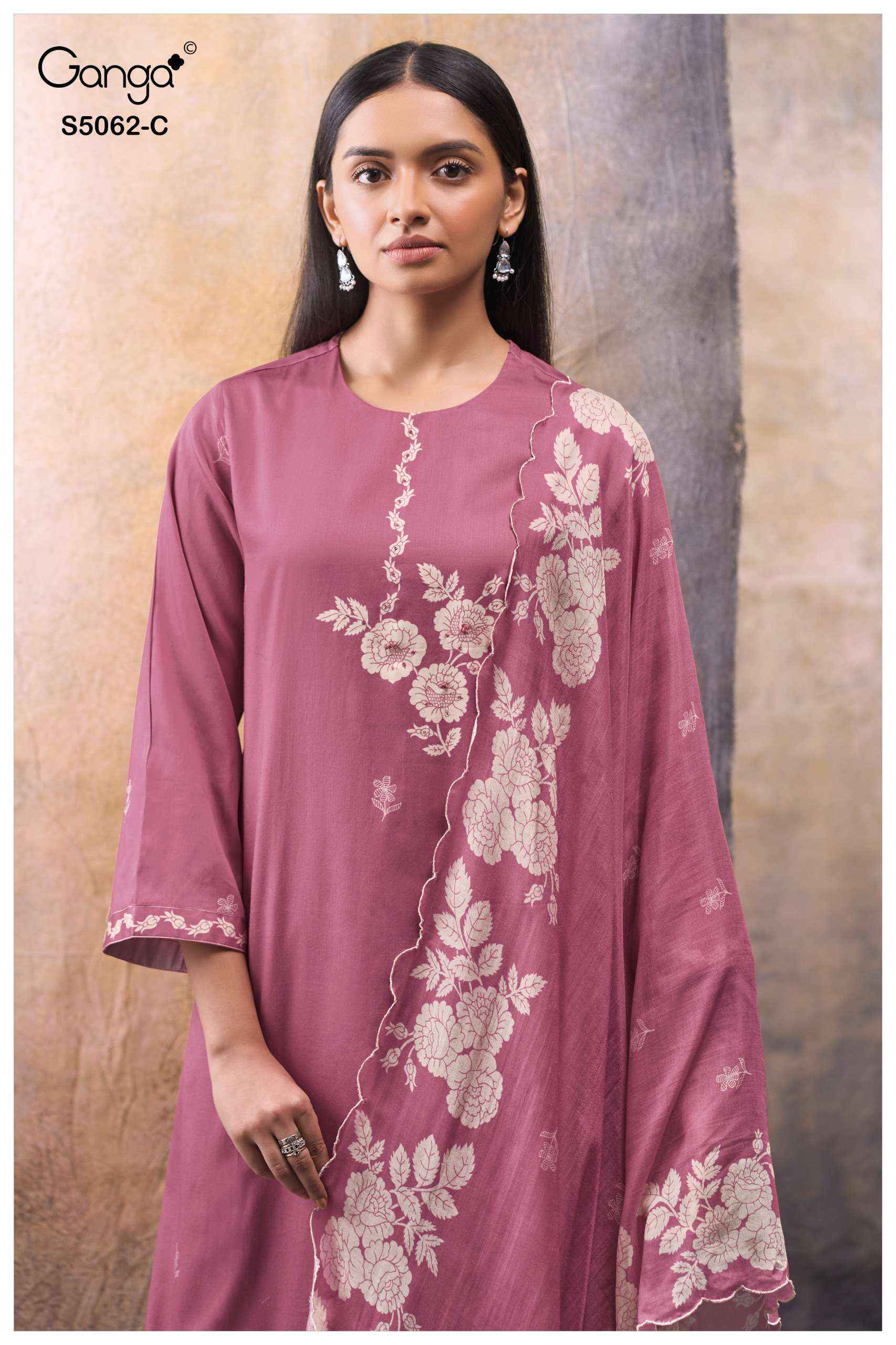 Ganga Jivisha 5062 Cotton Satin Dress Material 4 pcs Catalogue