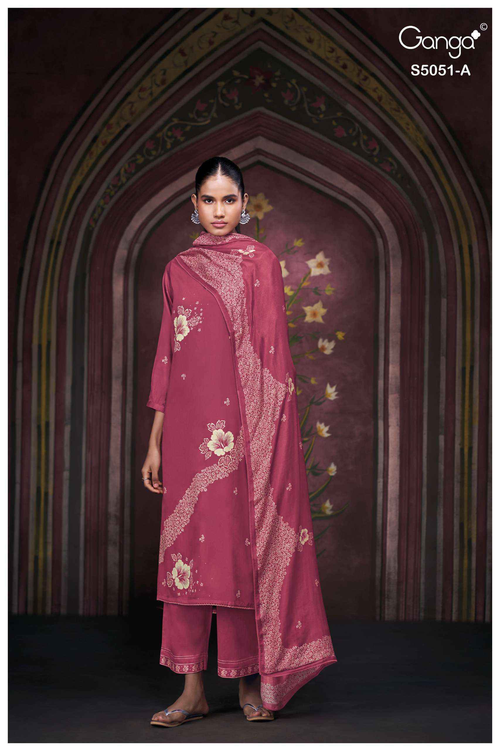 Ganga Mysha 5051 Satin Cotton Dress Material 4 pcs Catalogue