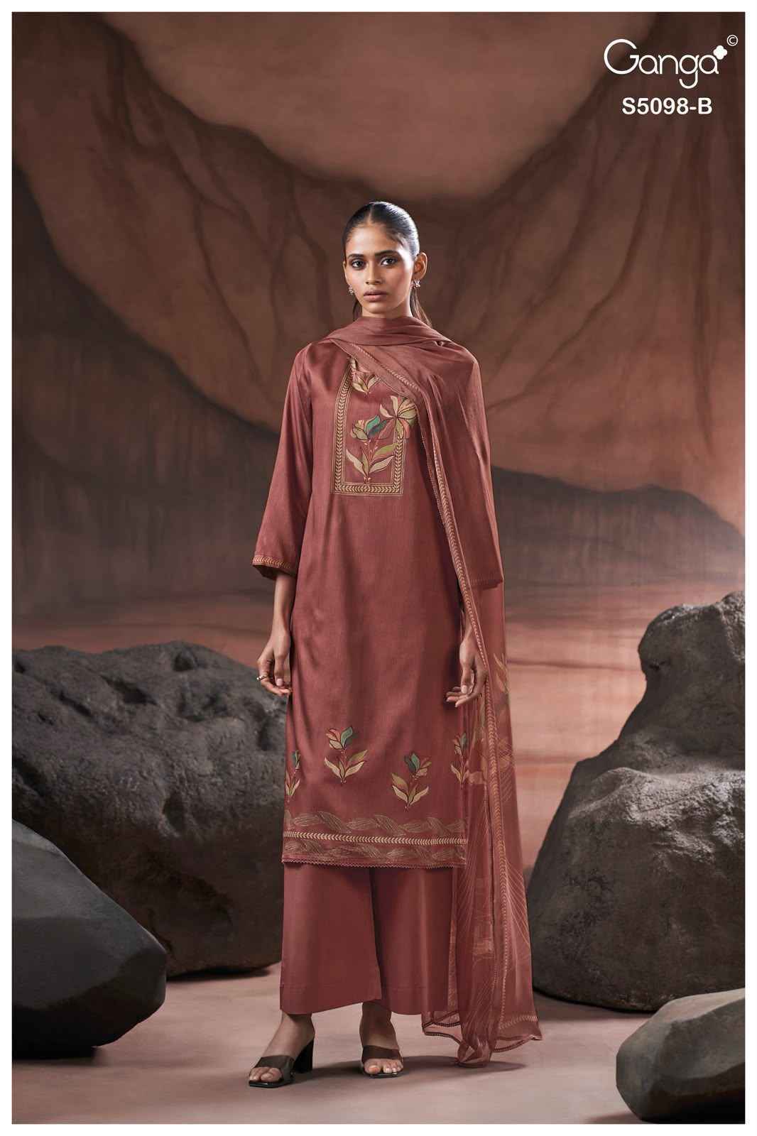 Ganga Primrose 5098 Satin Cotton Dress Material 4 pcs Catalogue