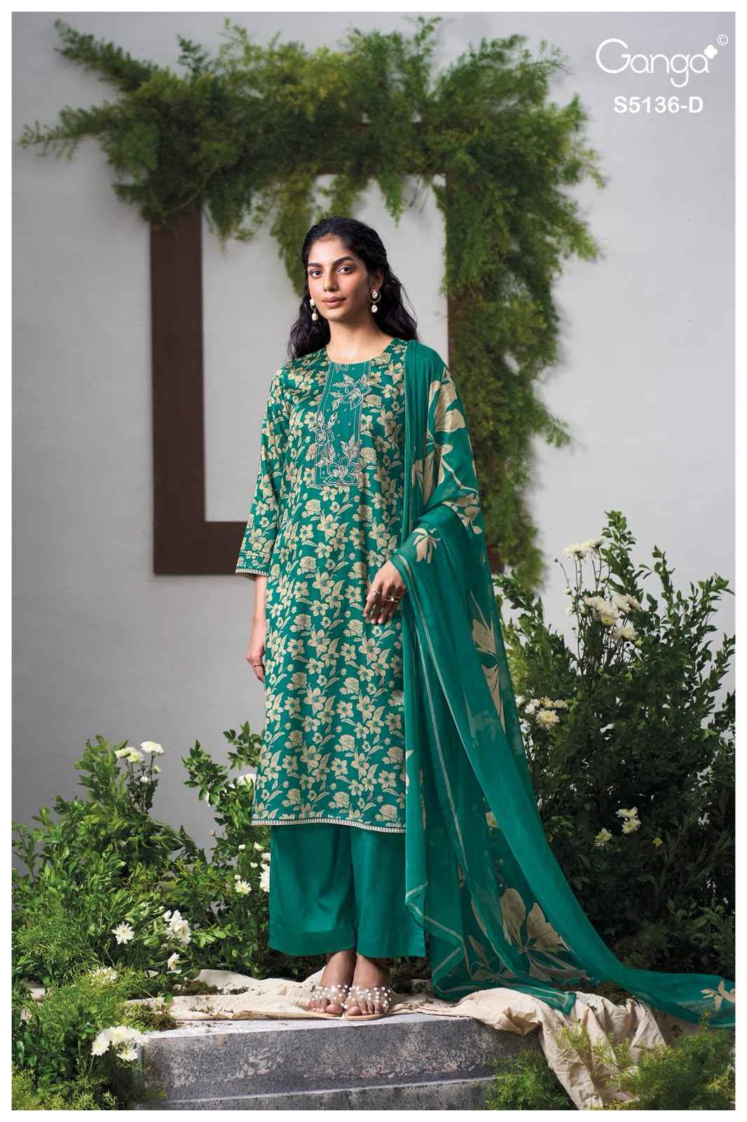 Ganga Tilotama 5136 Satin Cotton Dress Material 4 pcs Catalogue