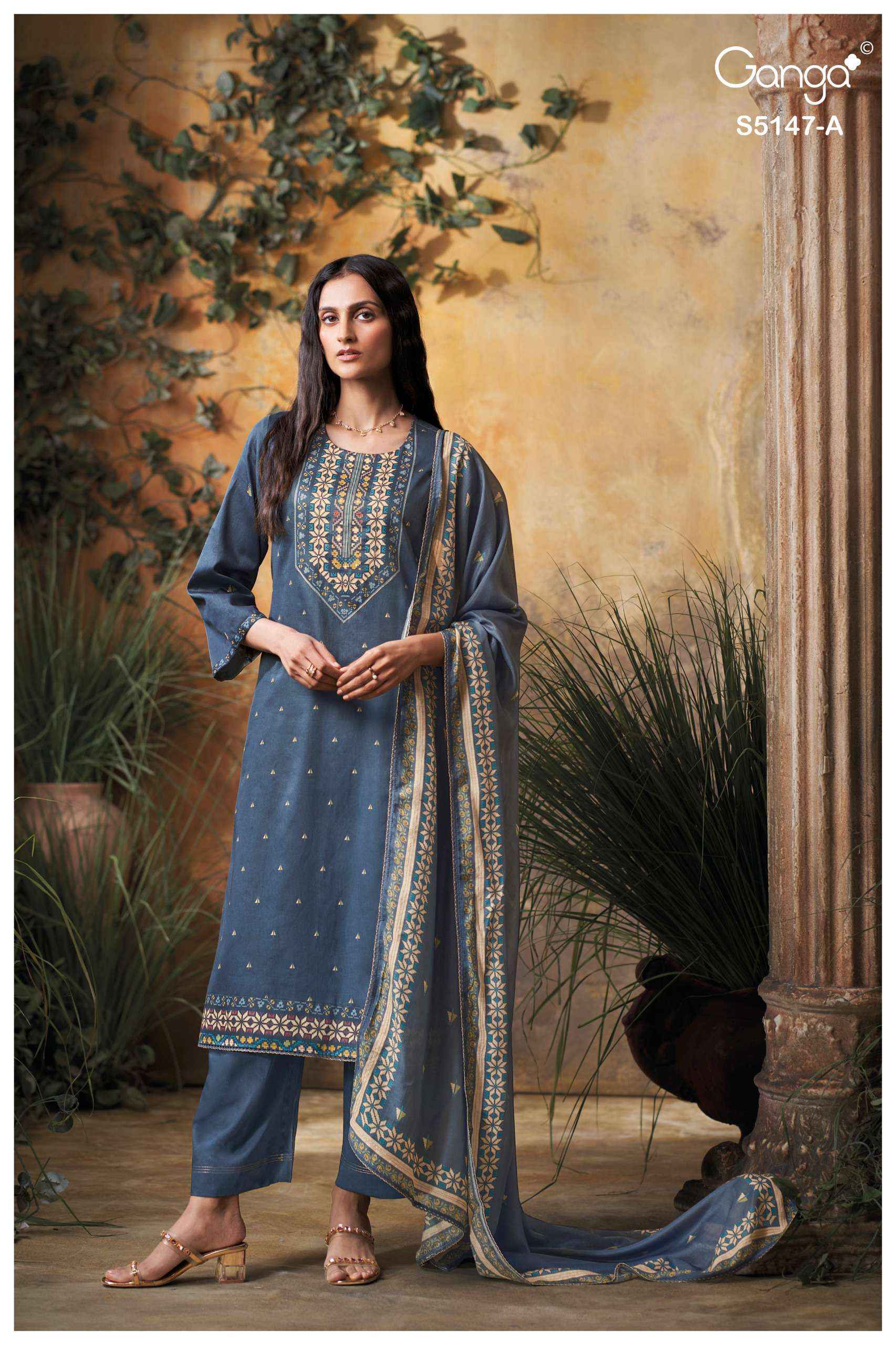 Ganga Yuvika 5147 Satin Cotton Dress Material 4 pcs Catalogue
