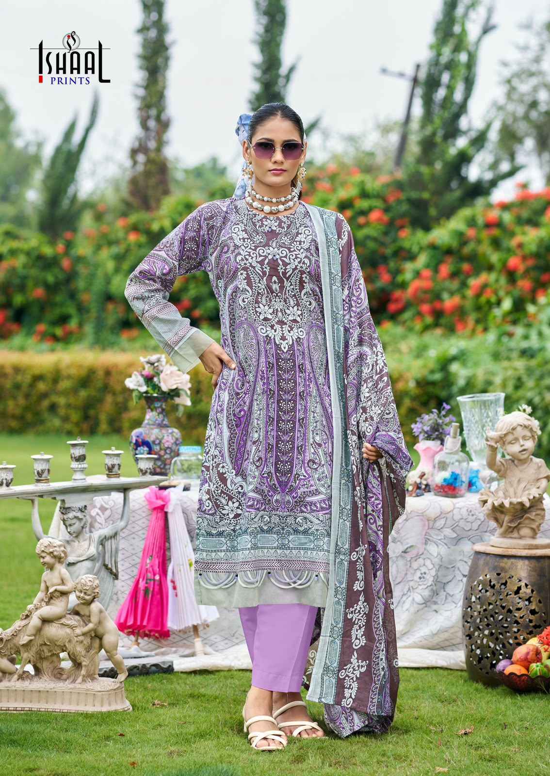 Ishaal Prints Gulmohar Vol 42 Lawn Cotton Dress Material 10 Pc Catalouge