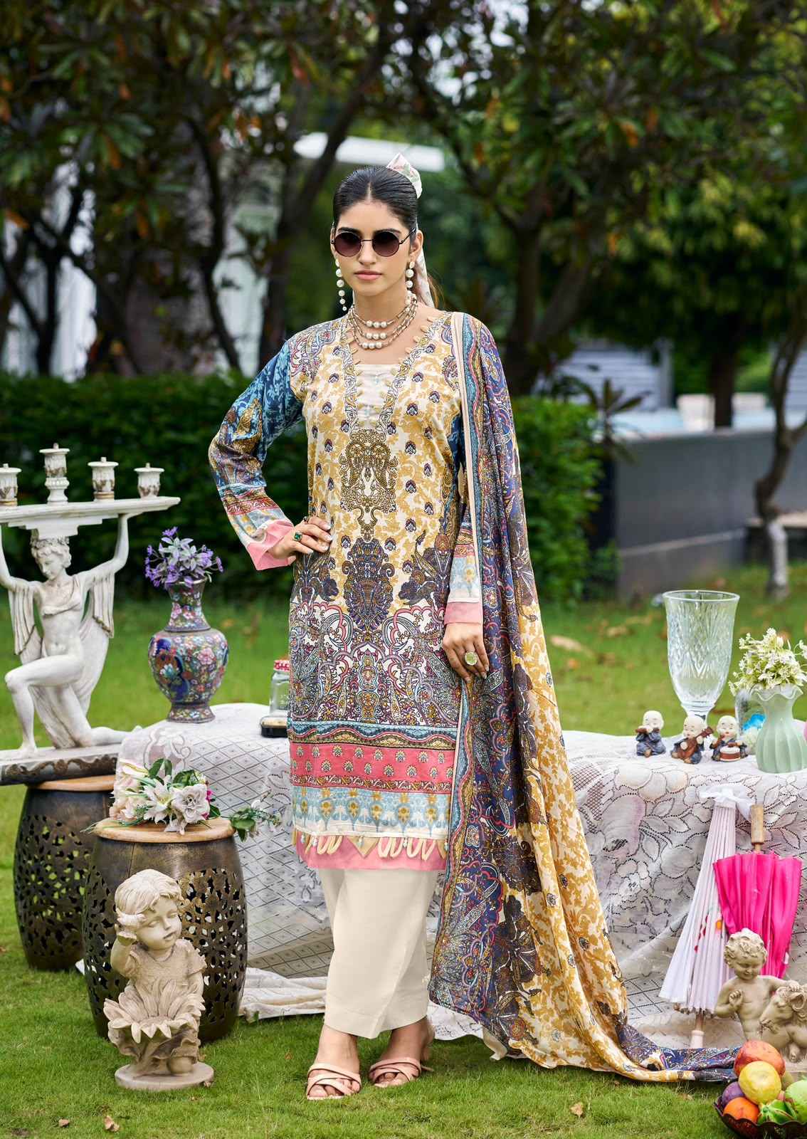 Ishaal Prints Gulmohar Vol 42 Lawn Cotton Dress Material 10 Pc Catalouge
