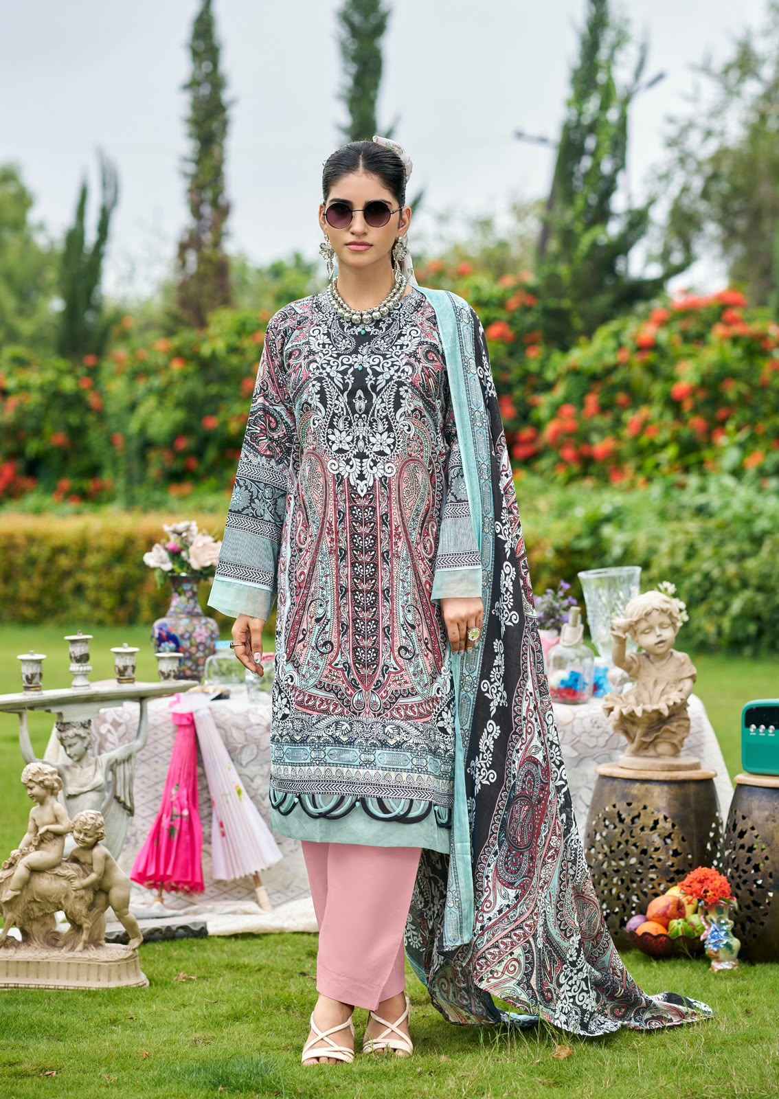 Ishaal Prints Gulmohar Vol 42 Lawn Cotton Dress Material 10 Pc Catalouge