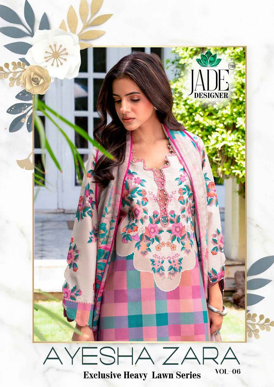 Jade Ayesha Zara Vol 6 Lawn Cotton Dress Material 6 pcs Catalogue