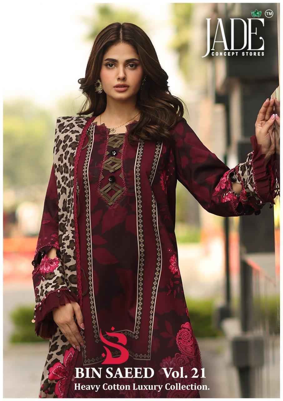 Jade Bin Saeed Heavy Luxury Vol 21 Cotton Dress Material 6 pcs Catalogue