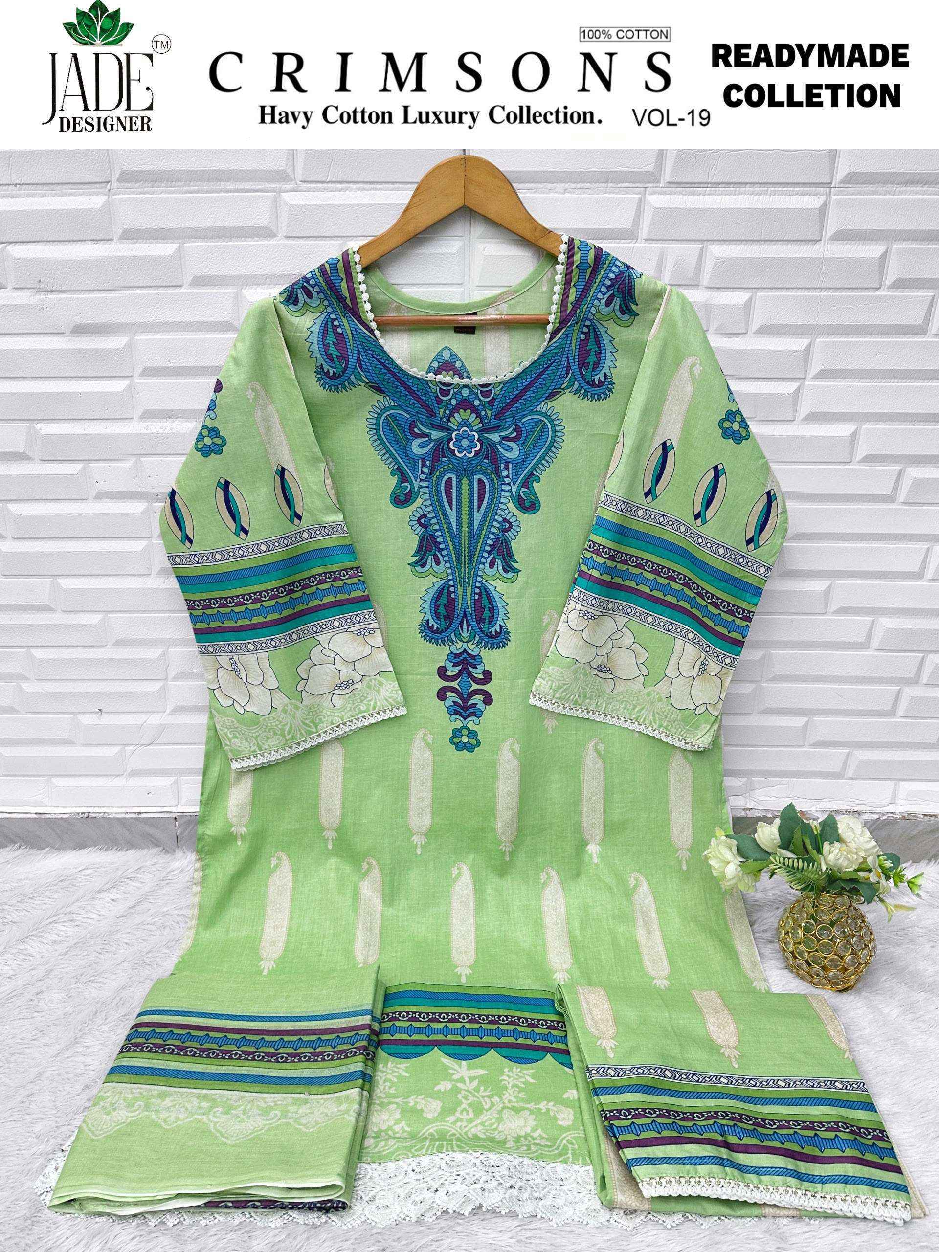 Jade Crimsons Vol 19 Readymade Lawn Cotton Dress 6 pc Cataloge