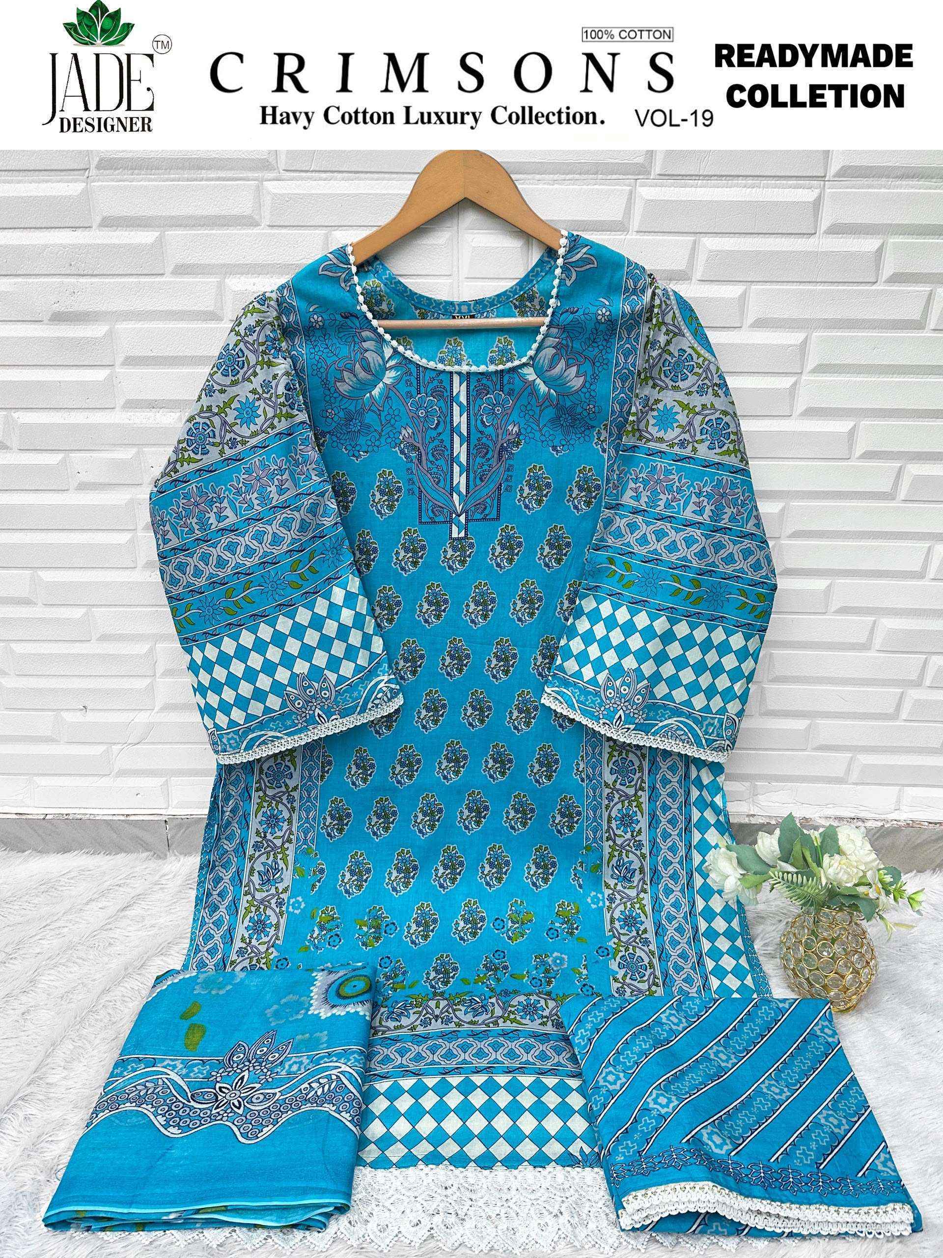 Jade Crimsons Vol 19 Readymade Lawn Cotton Dress 6 pc Cataloge