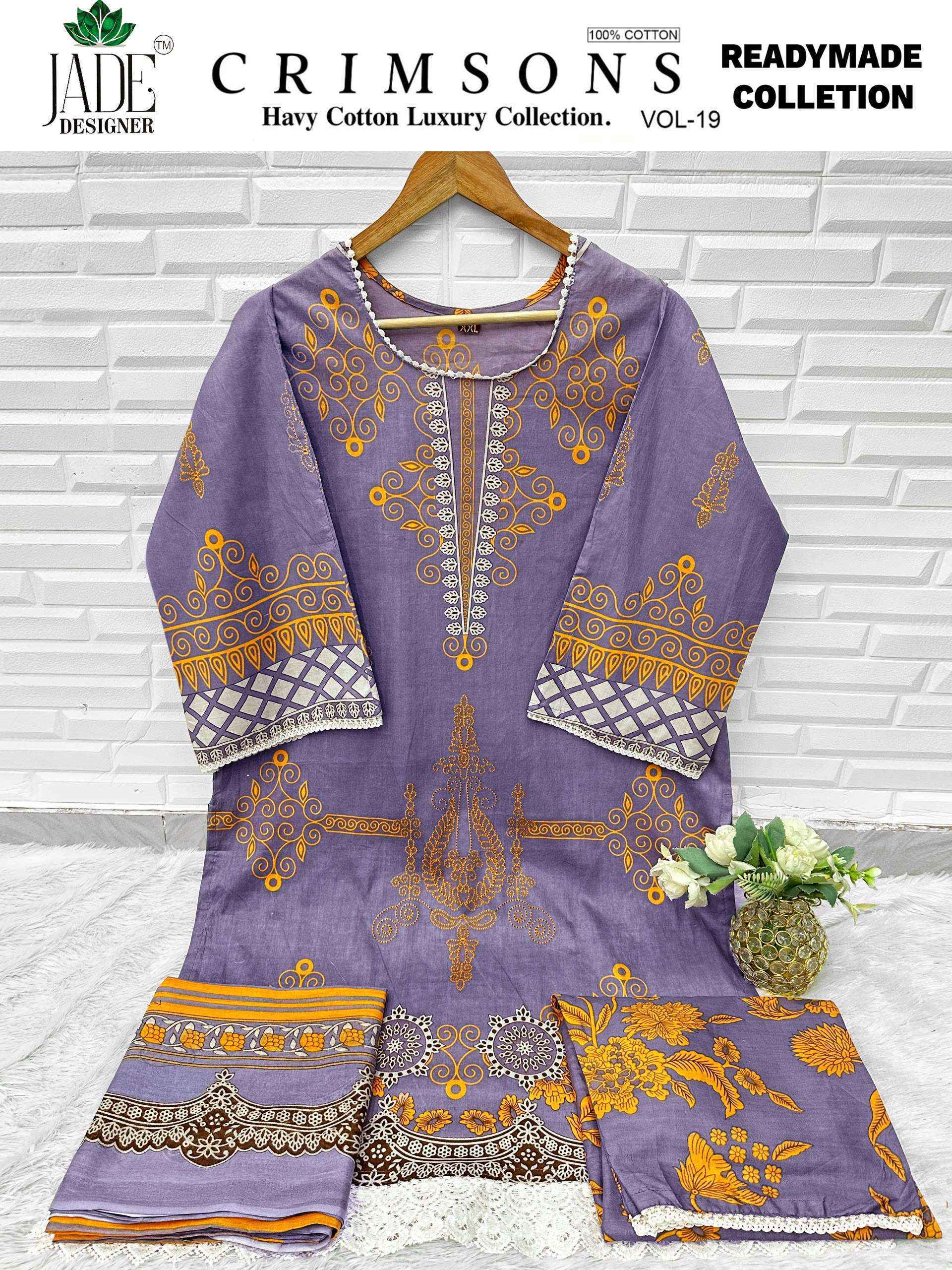 Jade Crimsons Vol 19 Readymade Lawn Cotton Dress 6 pc Cataloge