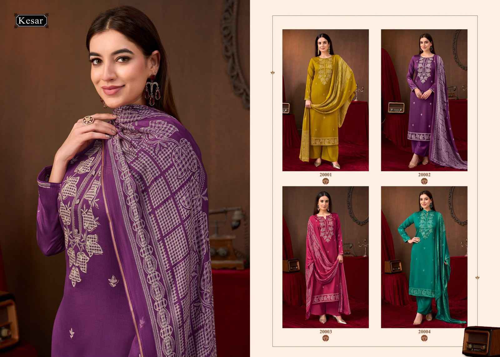 Kesar kareena 635 Jam Satin Dress Material 4 pcs Catalogue