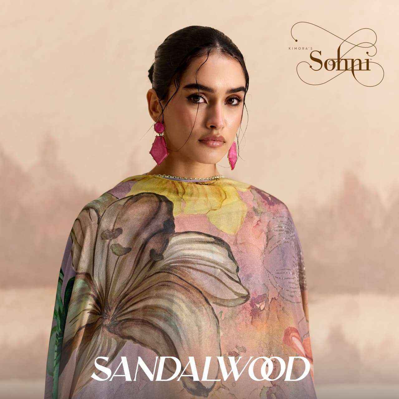 Kimora Sohani Sandalwood Muslin Dress Material 4 pcs Catalogue