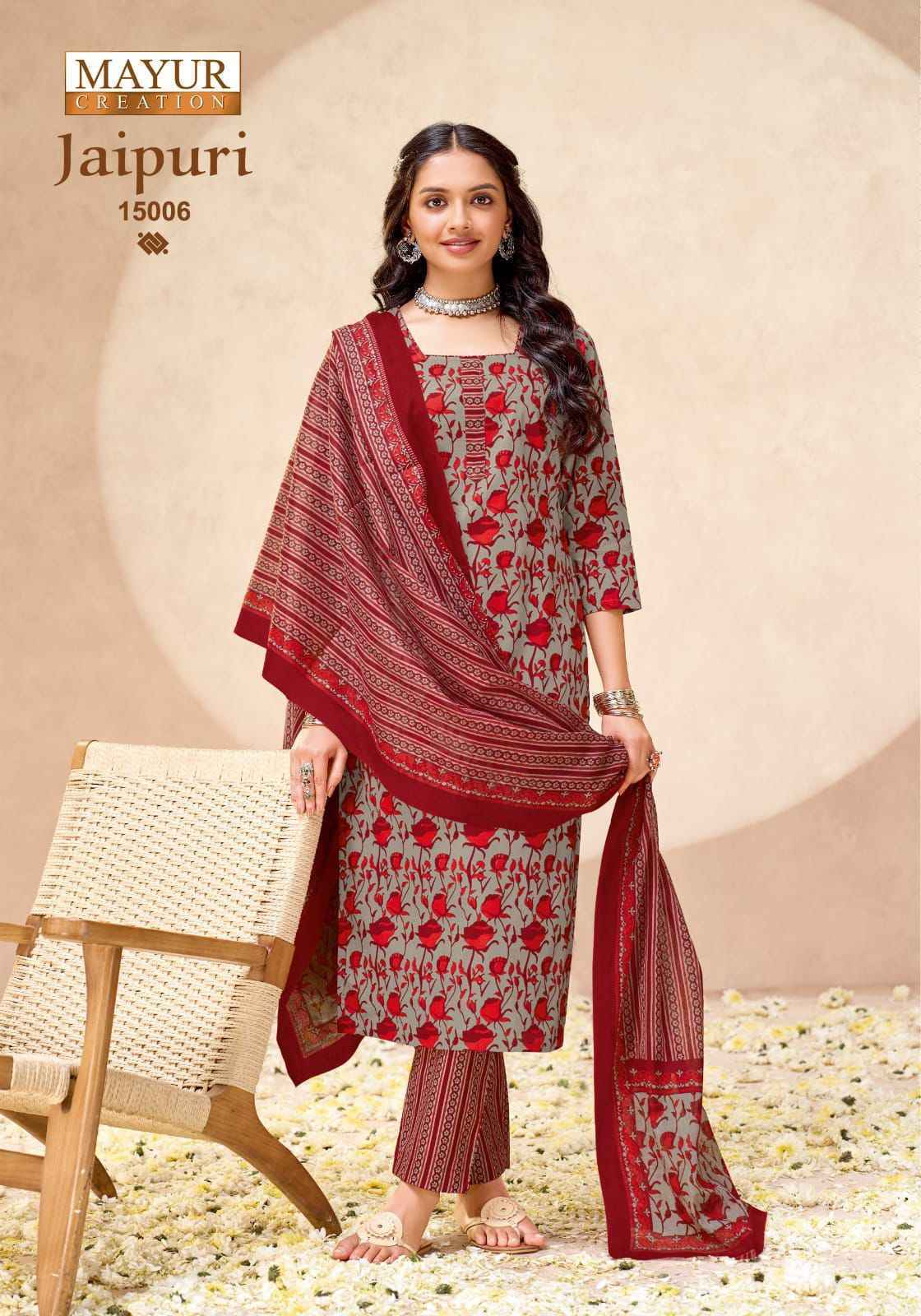 Mayur Creation Jaipuri Vol 15 Readymade Cotton Dress 10 pcs Catalogue