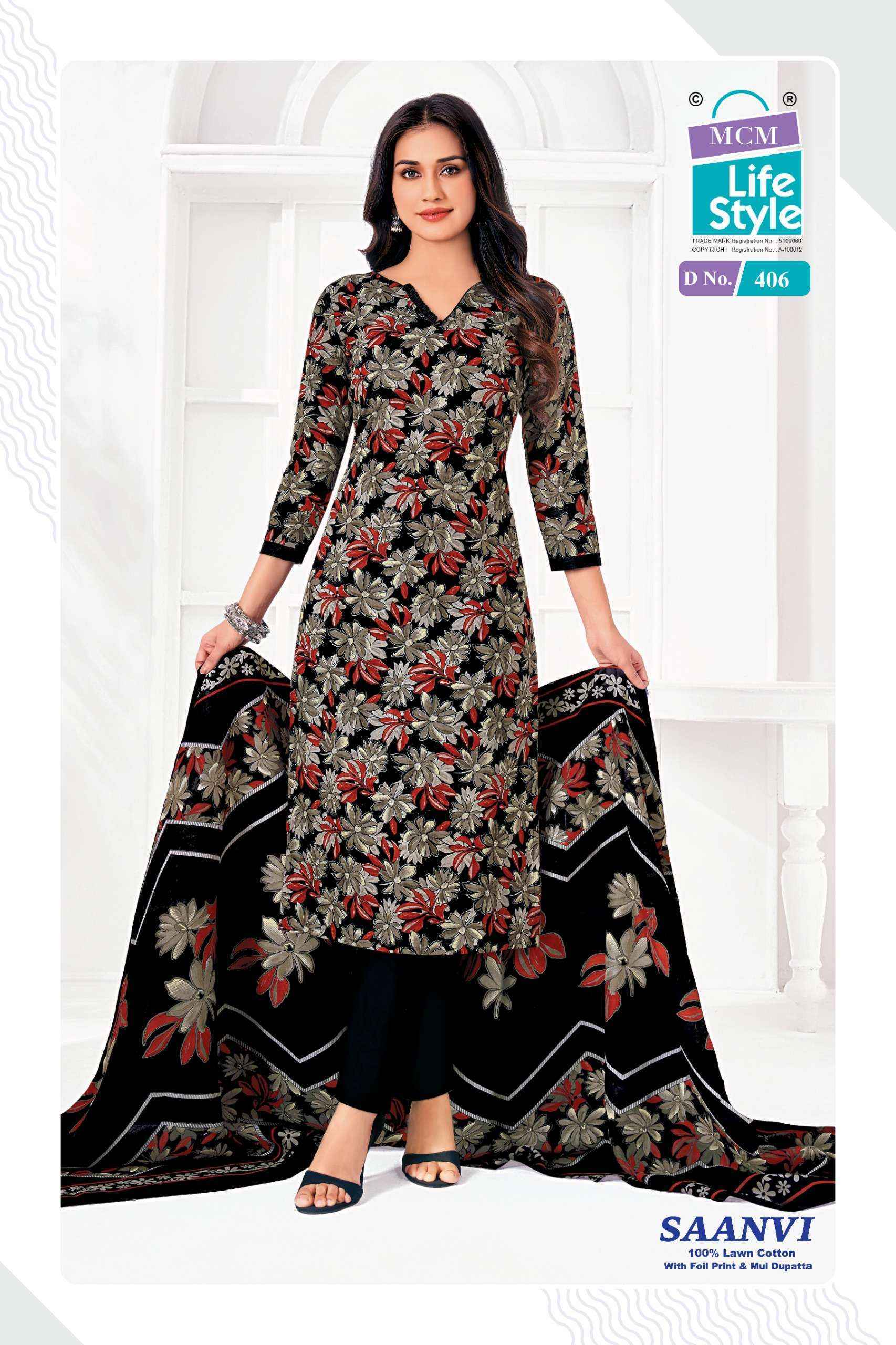 MCM Lifestyle Saanvi Vol 4 Lawn Cotton Dress Material 10 pcs Catalogue