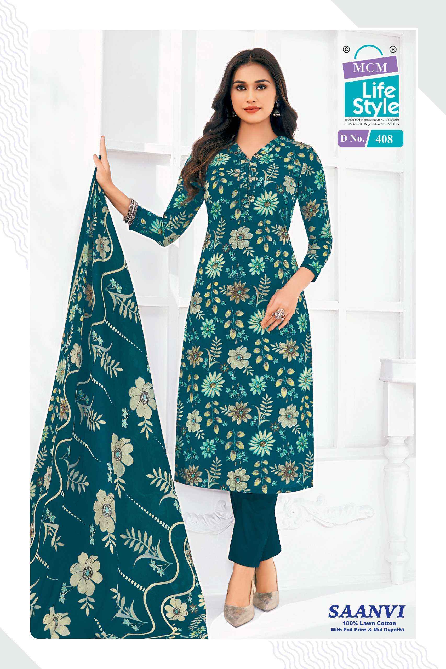MCM Lifestyle Saanvi Vol 4 Lawn Cotton Dress Material 10 pcs Catalogue