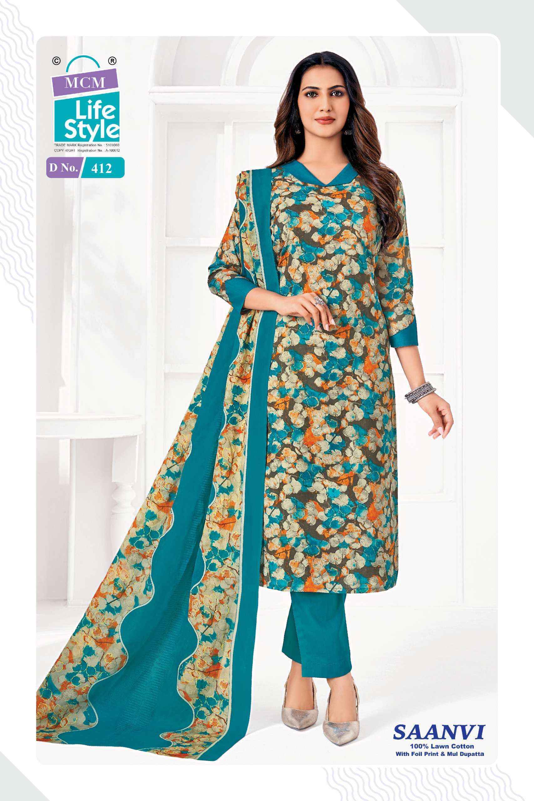 MCM Lifestyle Saanvi Vol 4 Lawn Cotton Dress Material 10 pcs Catalogue
