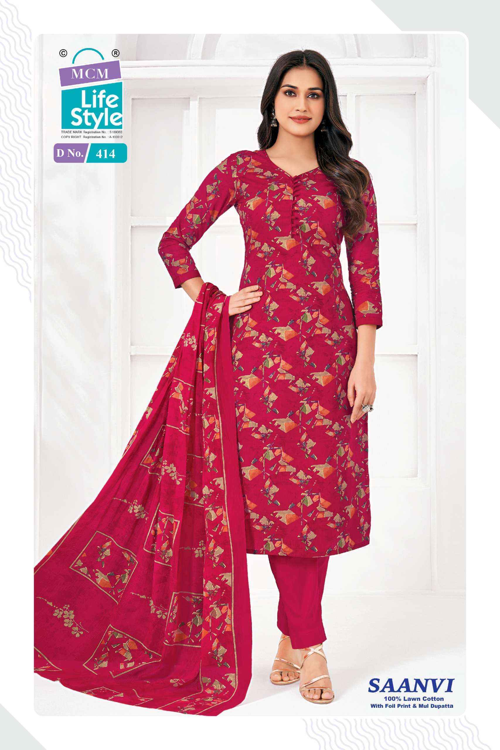 MCM Lifestyle Saanvi Vol 4 Lawn Cotton Dress Material 10 pcs Catalogue