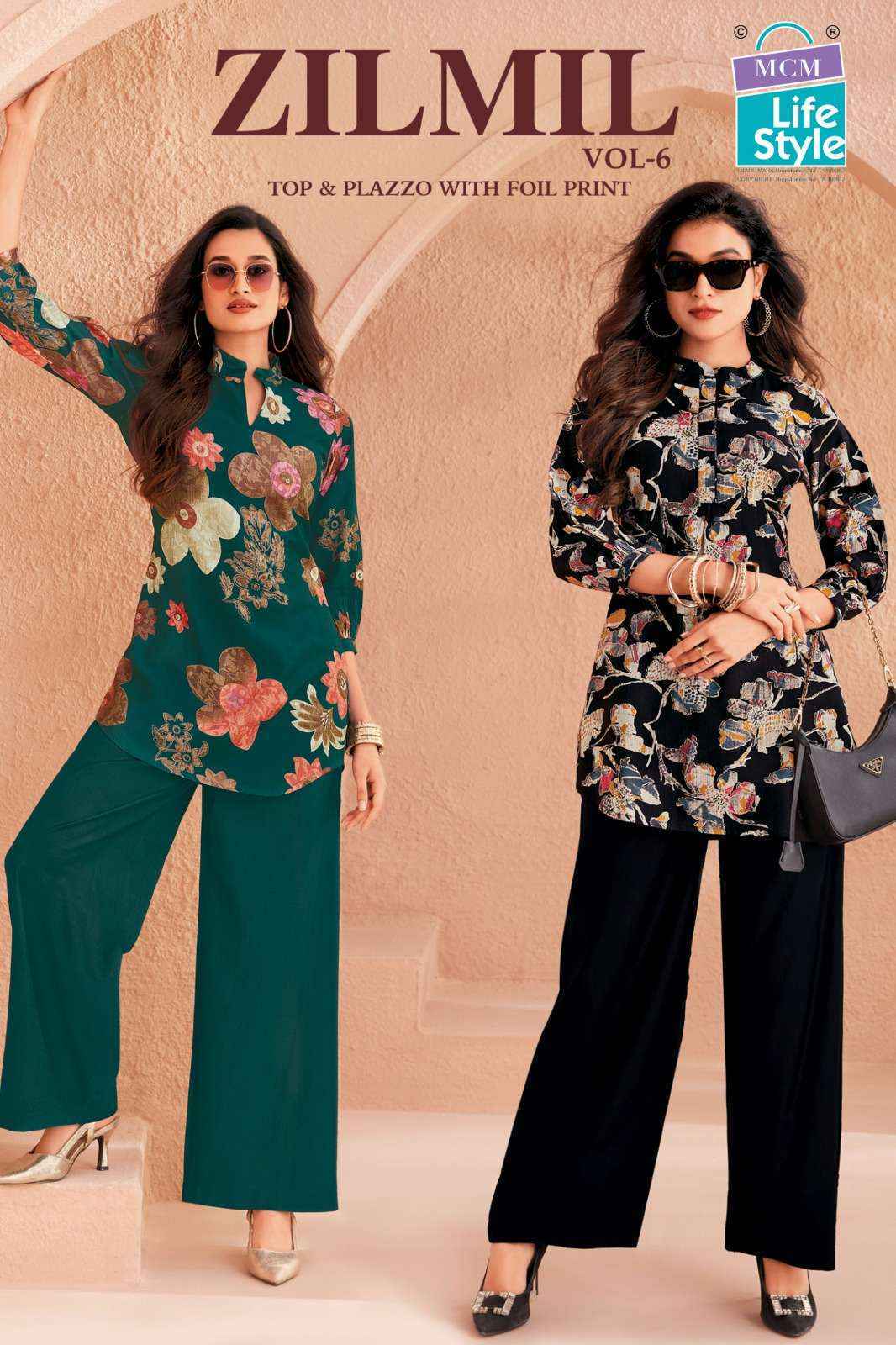 MCM Lifestyle Zilmil Vol 6 Vertican Top With Plazzo 10 pcs Catalogue