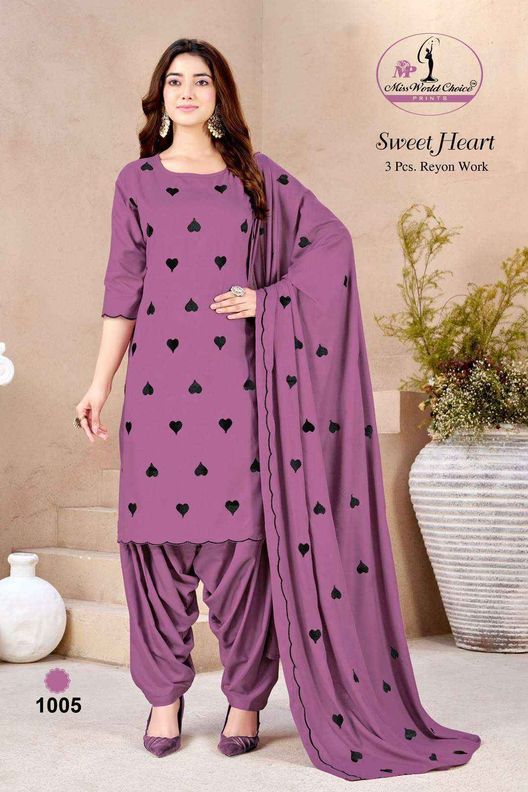 Miss World Choice Sweet Heart Vol 1 Rayon Dress Material 5 pcs Catalogue