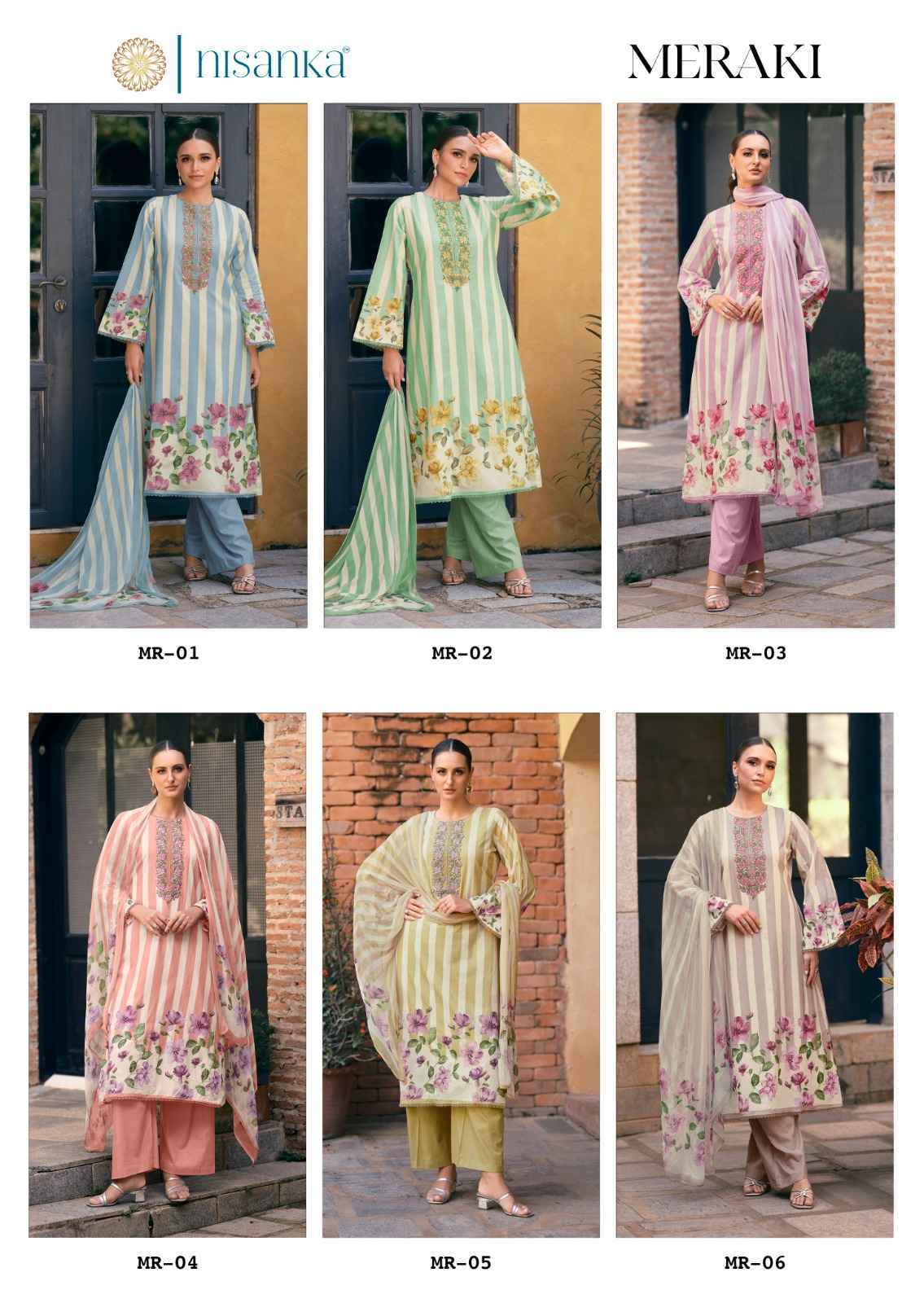 Nisanka Meraki Jam Satin Dress Material 6 pcs Catalogue