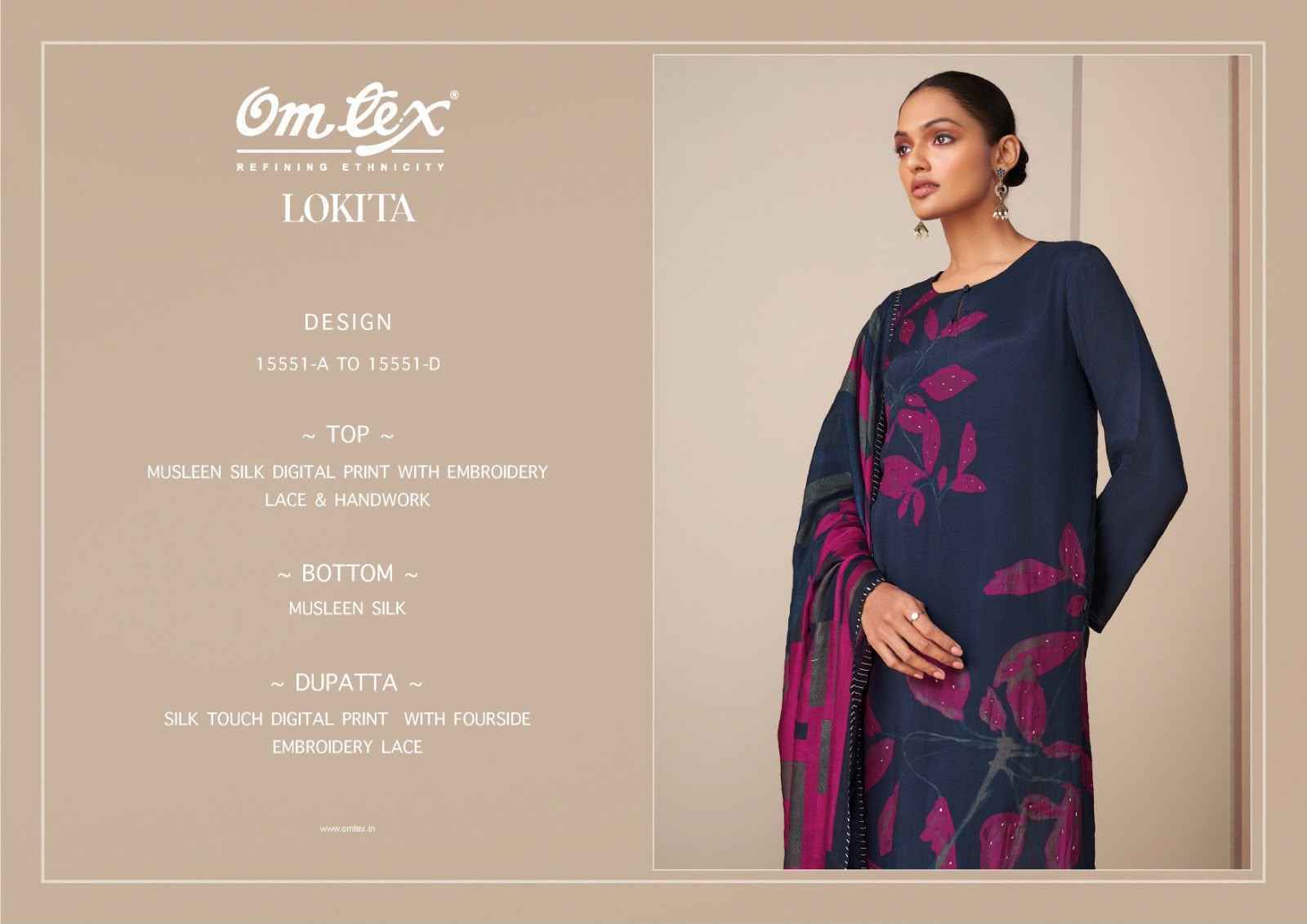 Omtex Lokita Musleen Silk Dress Material 4 Pc Catalouge
