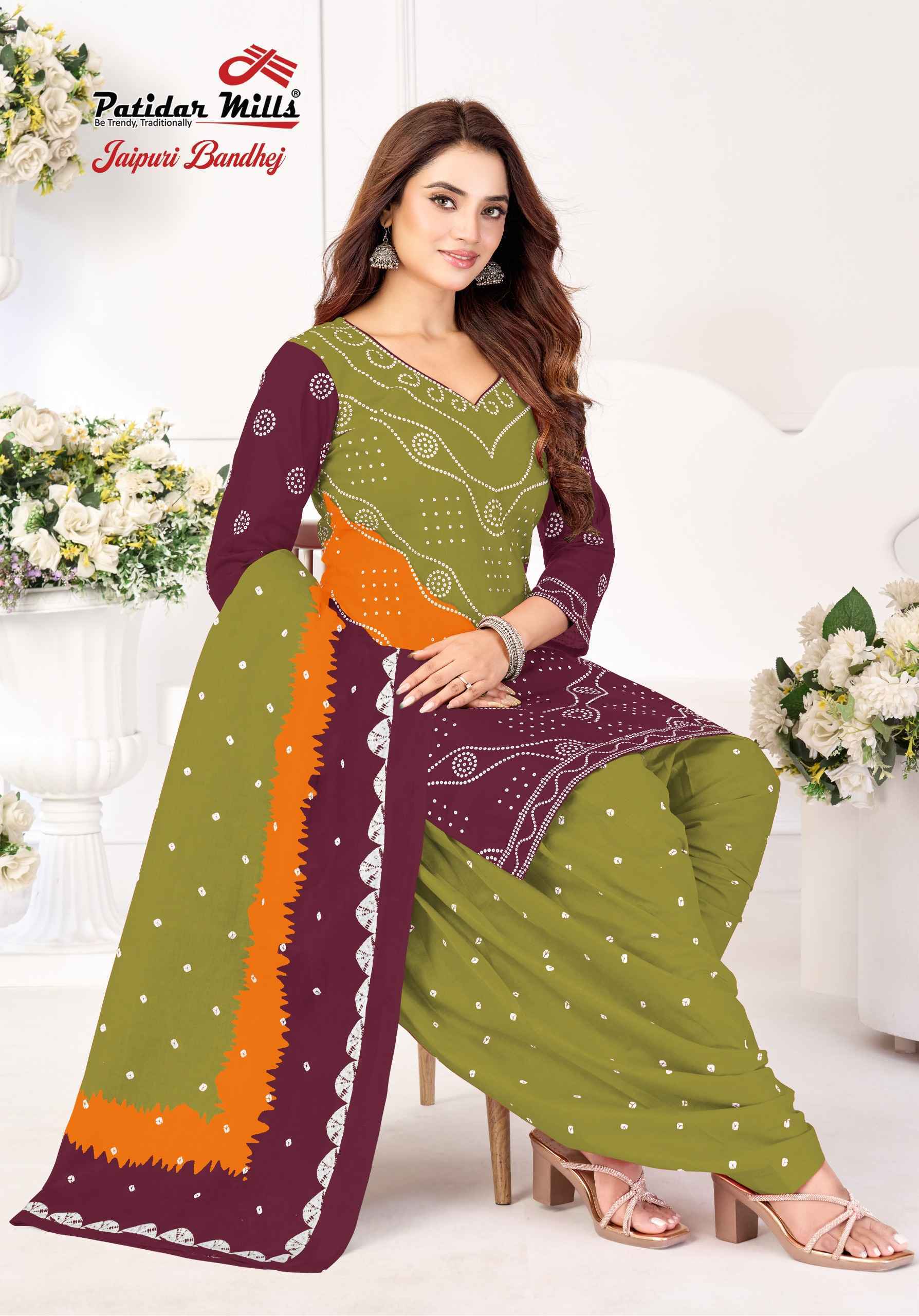Patidar Mills Jaipuri Bandhej Vol 1 Cotton Dress Material 10 pcs Catalogue