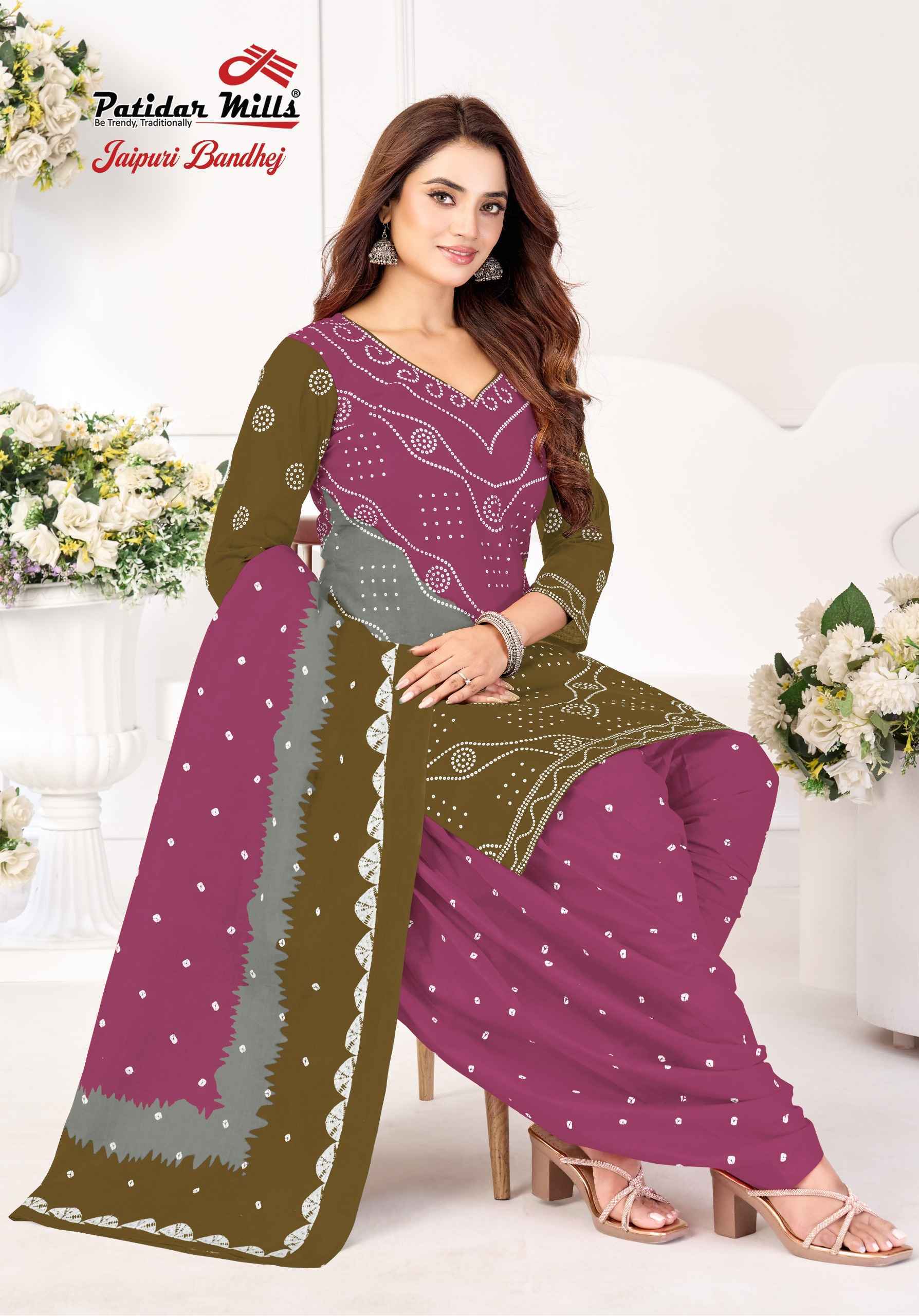 Patidar Mills Jaipuri Bandhej Vol 1 Cotton Dress Material 10 pcs Catalogue