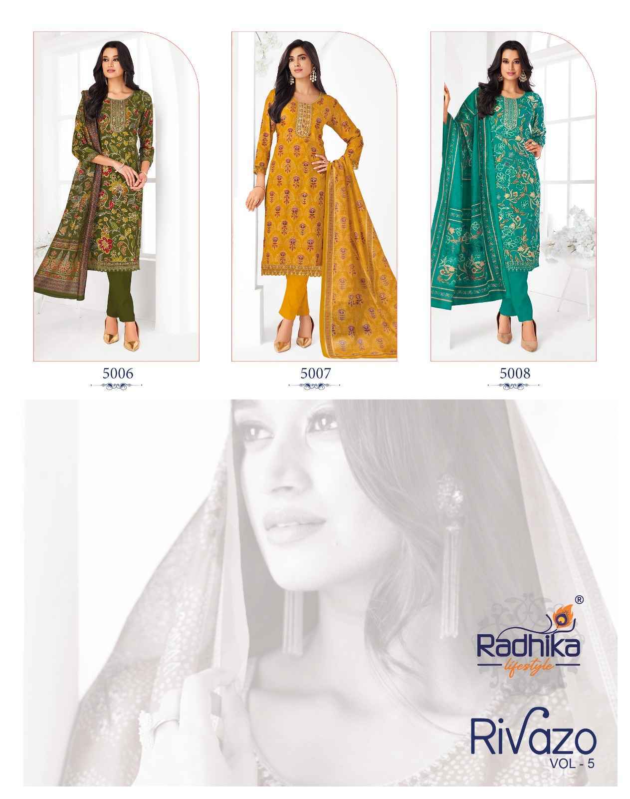 Radhika Lifestyle Rivazo Vol 5 Reyon Kurti Combo 8 pcs Catalogue