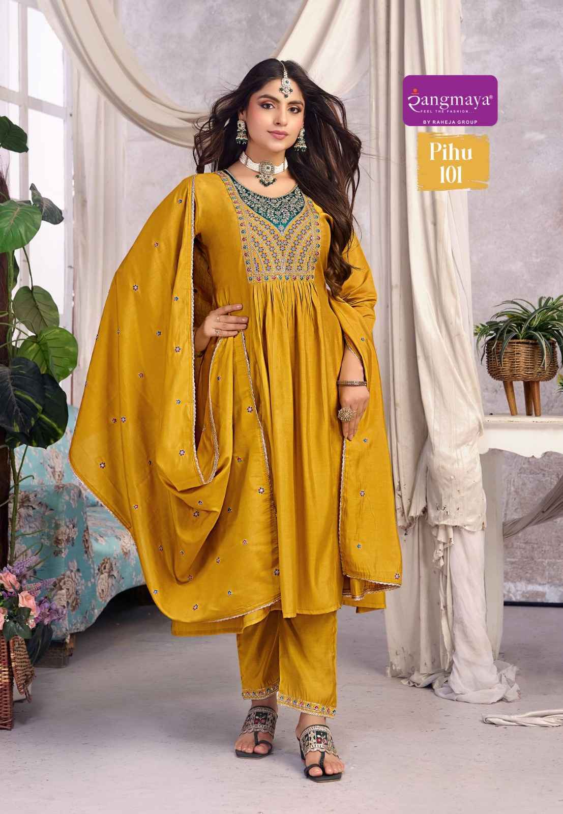 Rangmaya Pihu Roman Silk Kurti Combo 4 pcs Catalogue