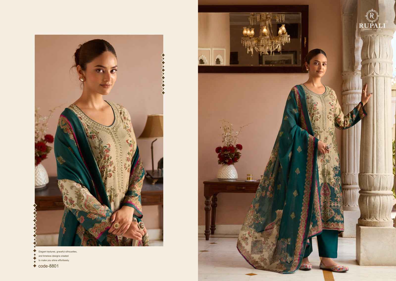 Rupali Fashion Mehra Viscouse Musline Dress Material 4 pcs Catalogue