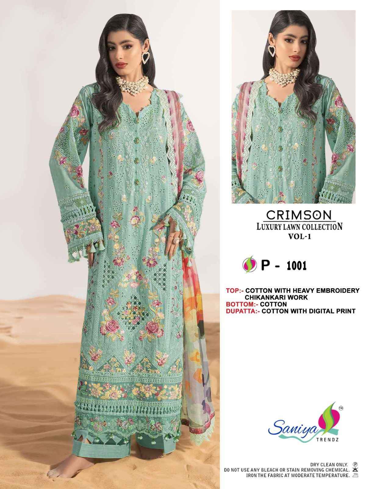 Saniya Trendz Crimson Luxury Lawn Colletion Vol 1 Cotton Dress Material