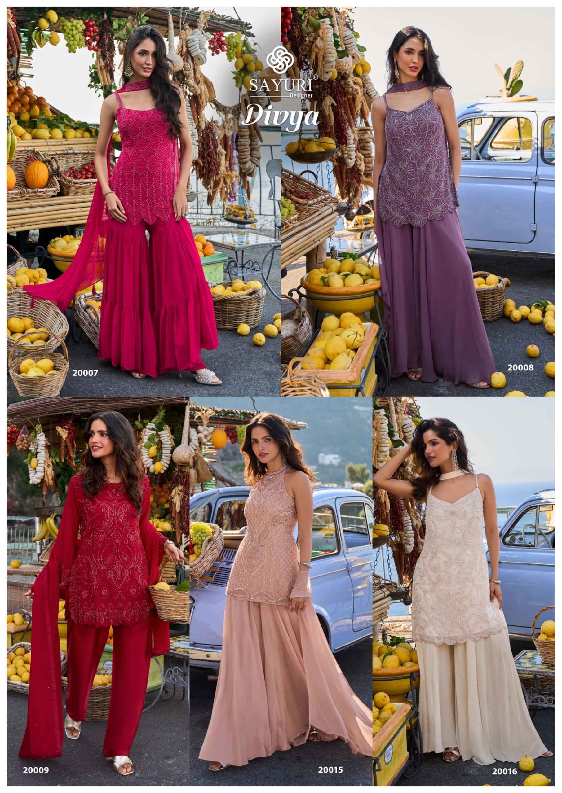 Sayuri Designer Divya Readymade Real Georgette Dress 5 pcs Catalogue