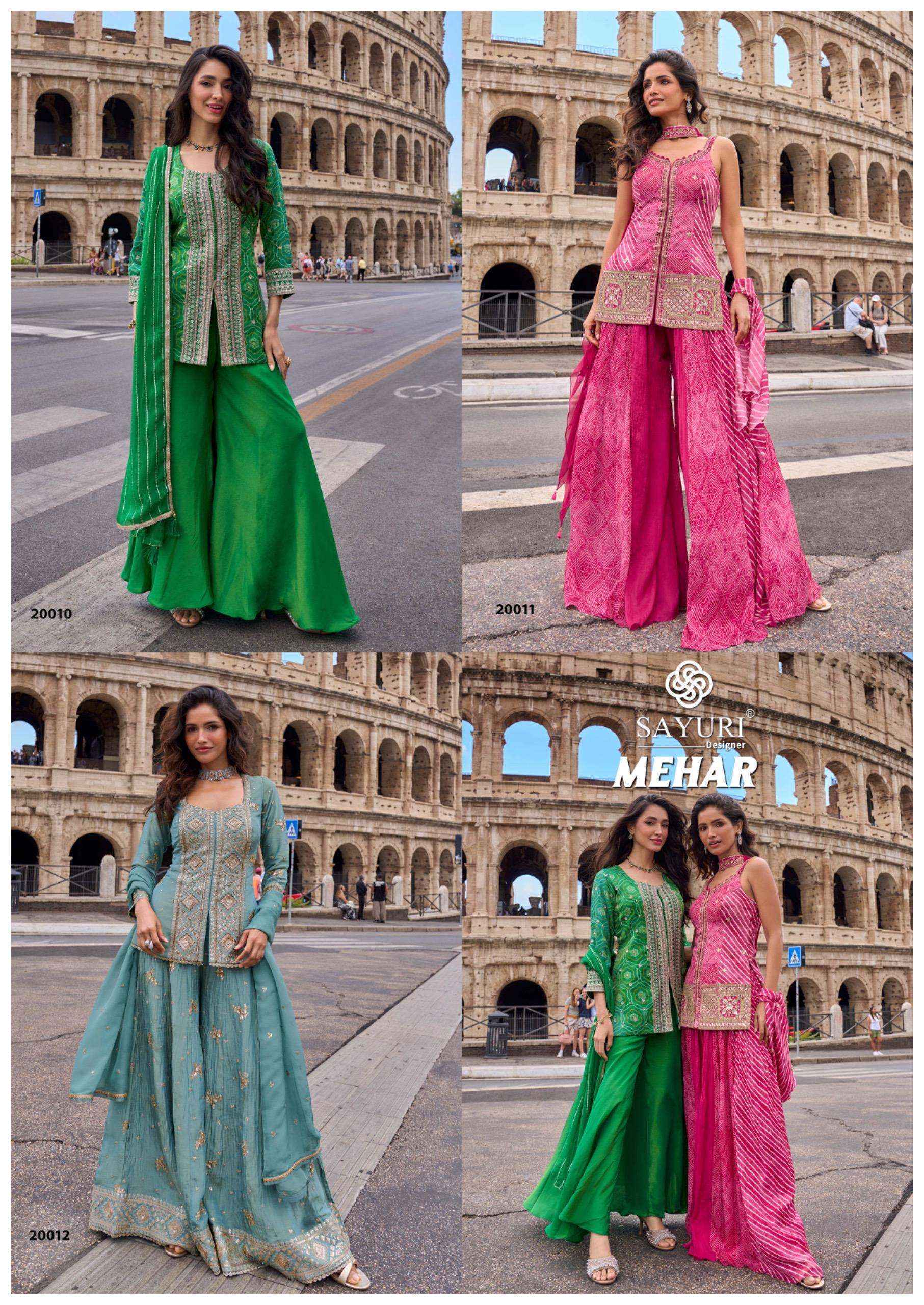 Sayuri Designer Mehar Readymade Simer Silk Dress 3 pcs Catalogue