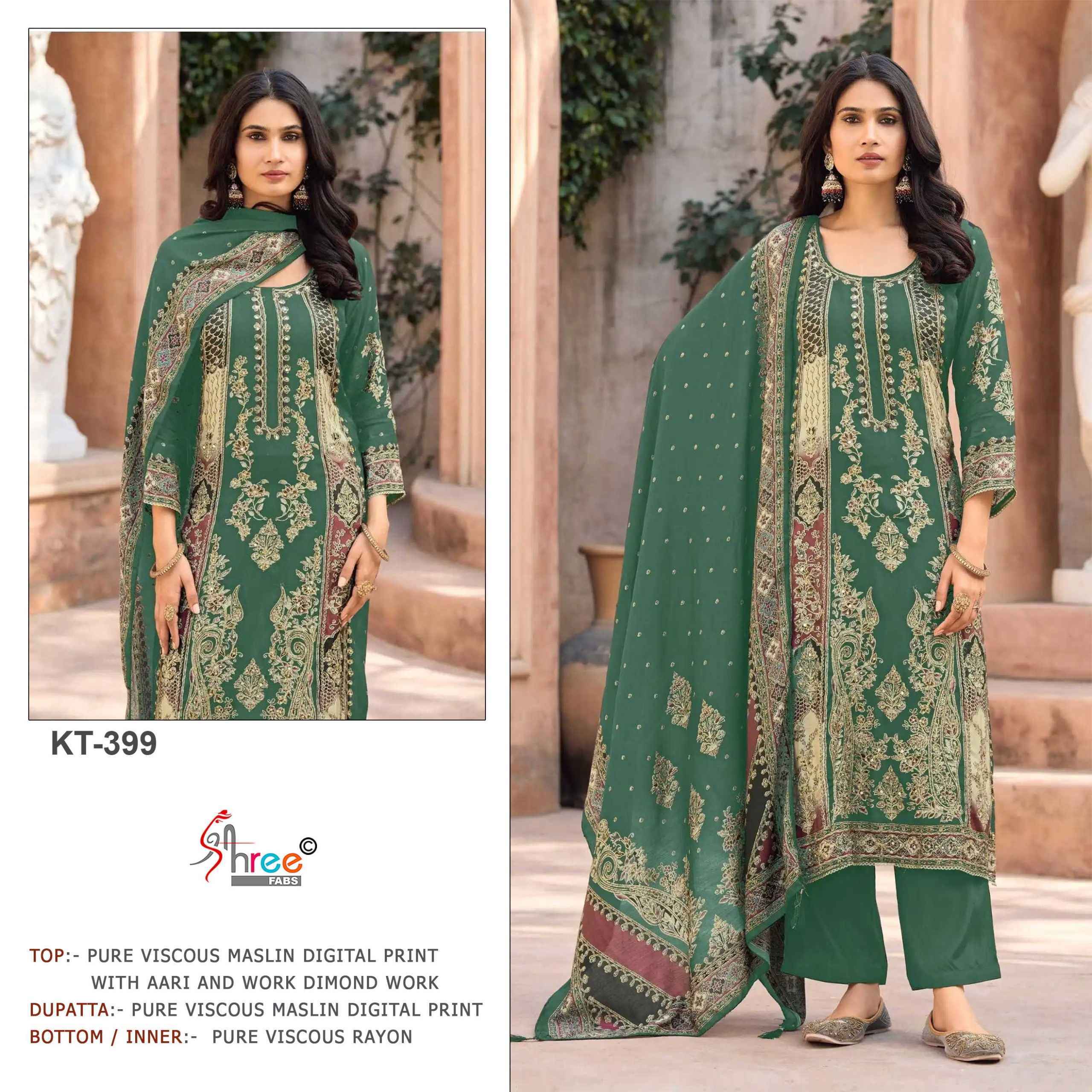 Shree Fabs KT 399 Viscous Maslin Dress Material 4 pcs Catalogue