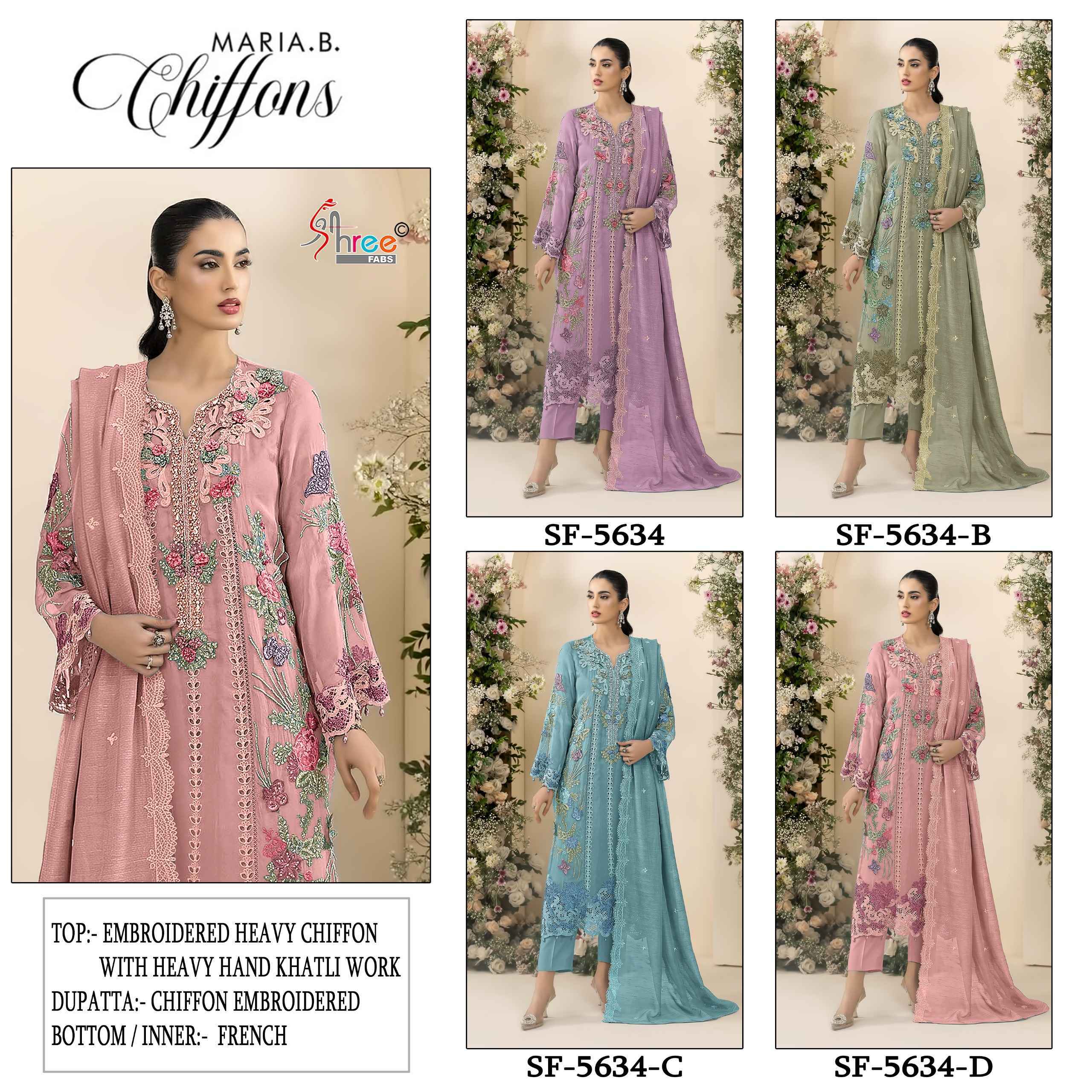 Shree Fabs SF 5634 Chiffon Dress Material 4 pcs Catalogue