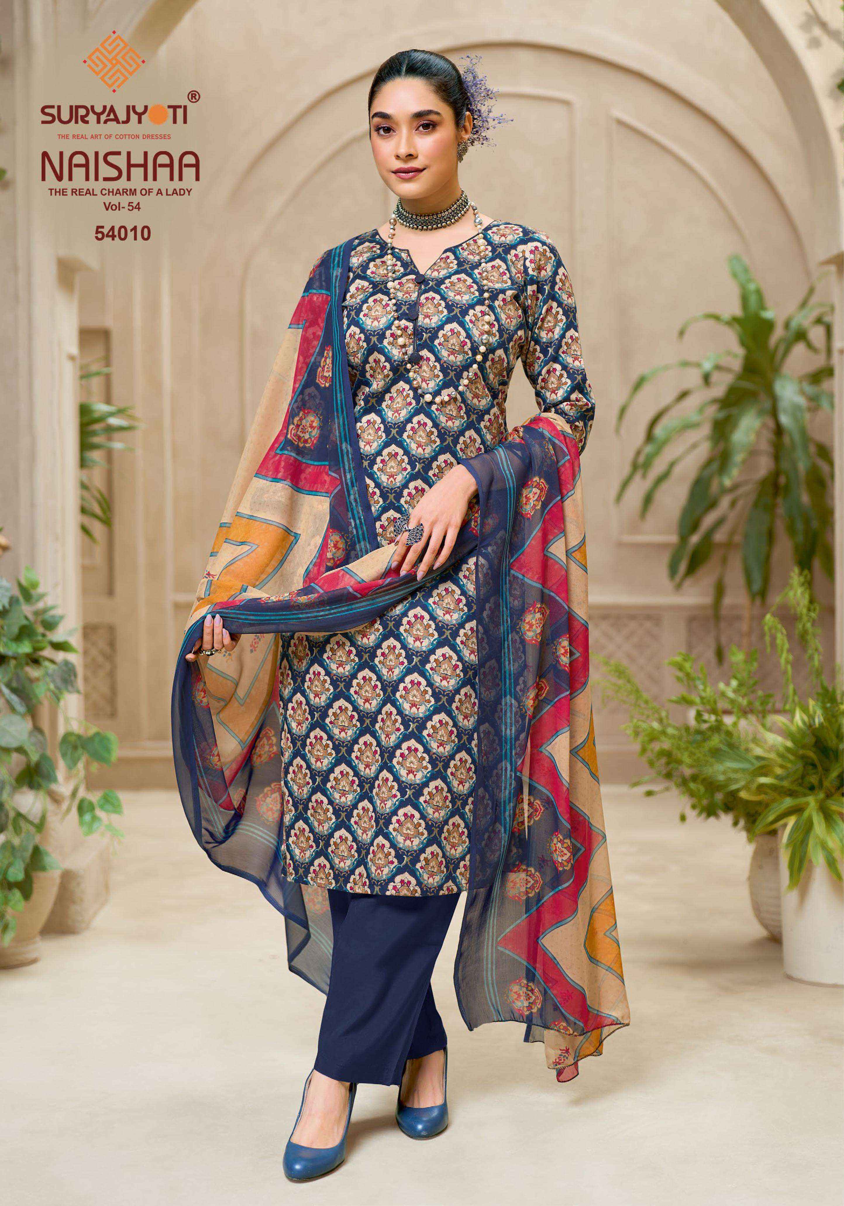Suryajyoti Naishaa Vol 54 Jam Satin Dress Material 10 pcs Catalogue