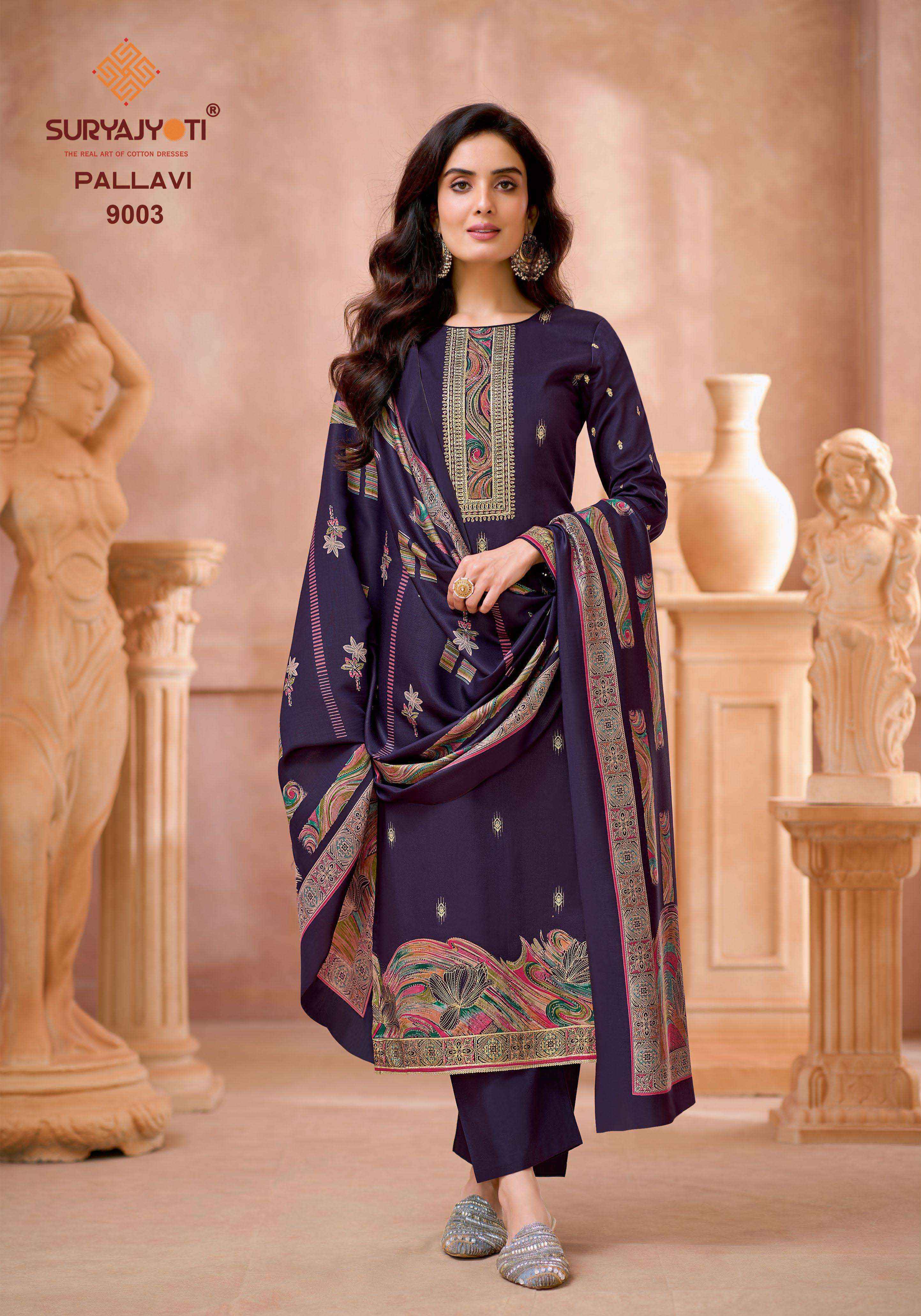 Suryajyoti Pallavi Vol 9 Jam Satin Dress Material 6 pcs Catalogue