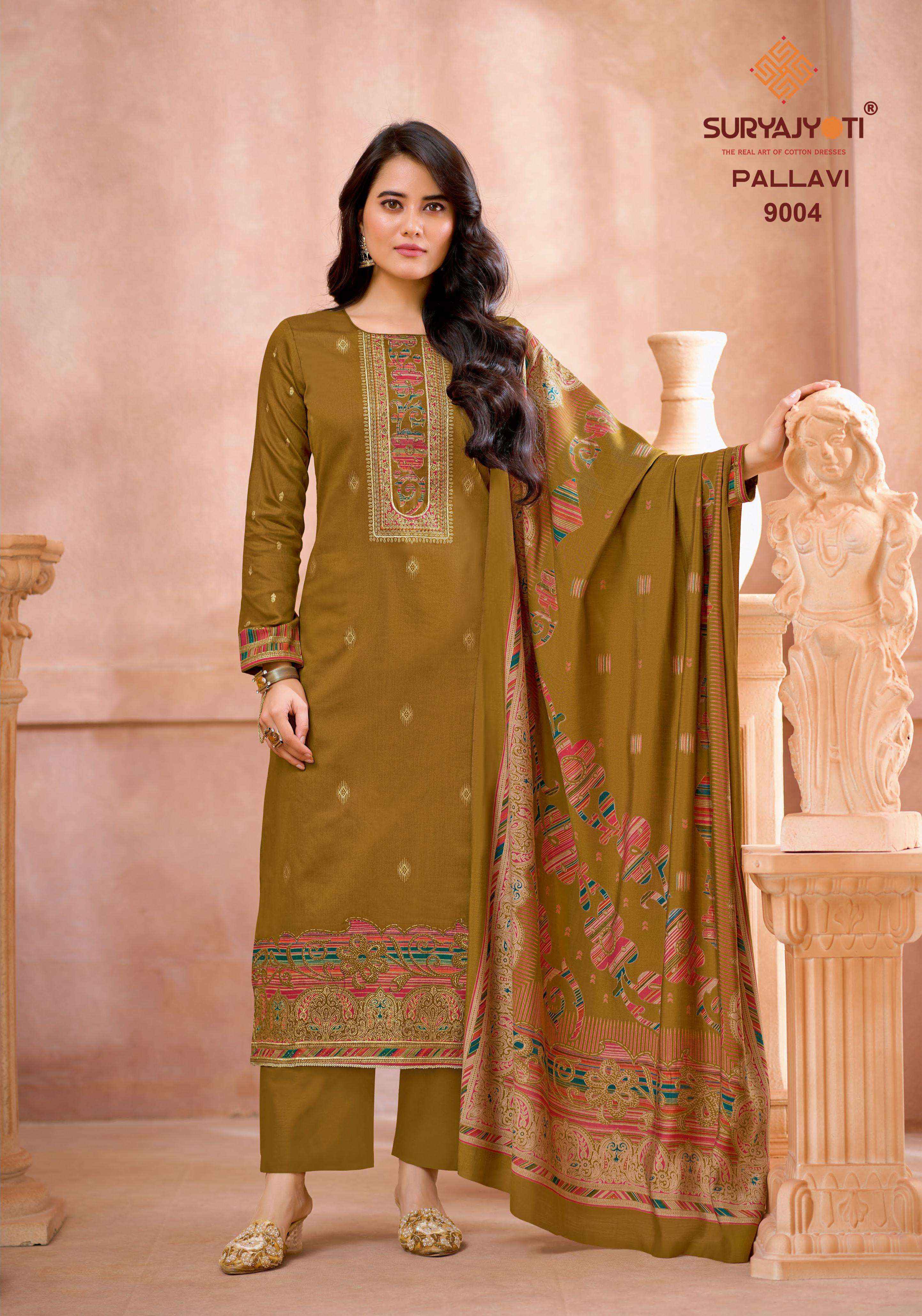 Suryajyoti Pallavi Vol 9 Jam Satin Dress Material 6 pcs Catalogue