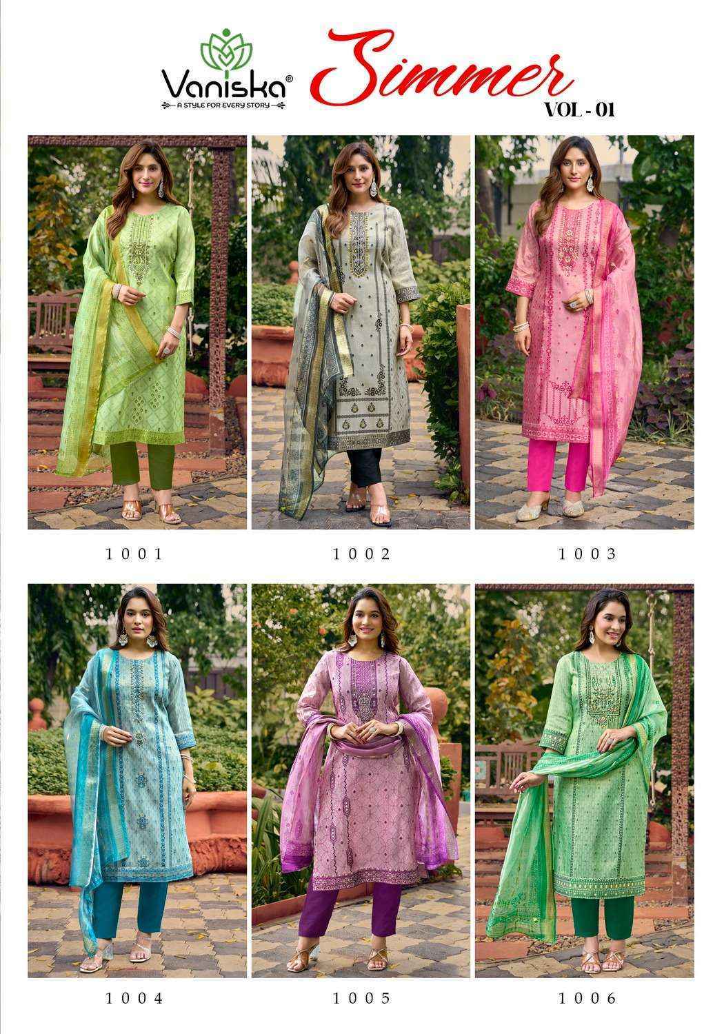 Vaniska Fashion Simmer Vol 1 Silk Jacquard Kurti Combo 6 pcs Catalogue