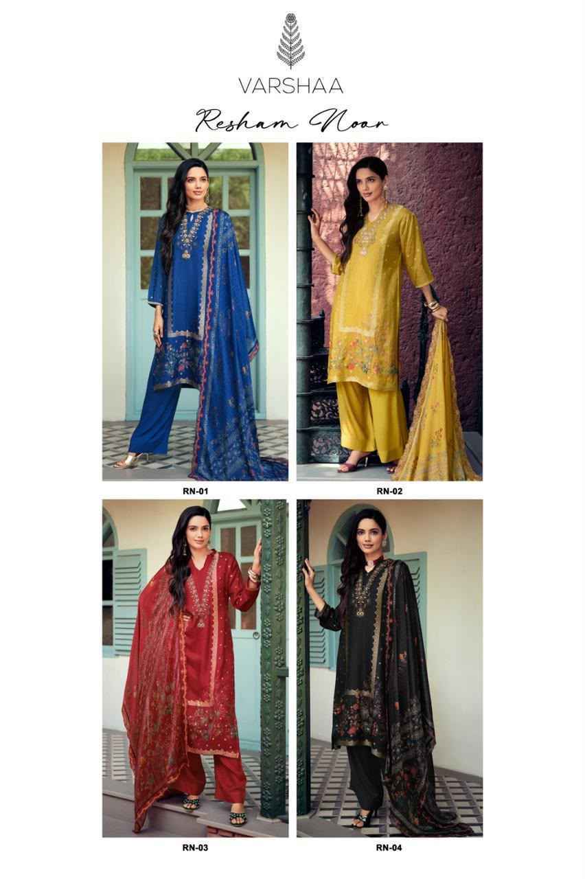 Varshaa Resham Noor Viscouse Dress Material 4 pcs Catalogue
