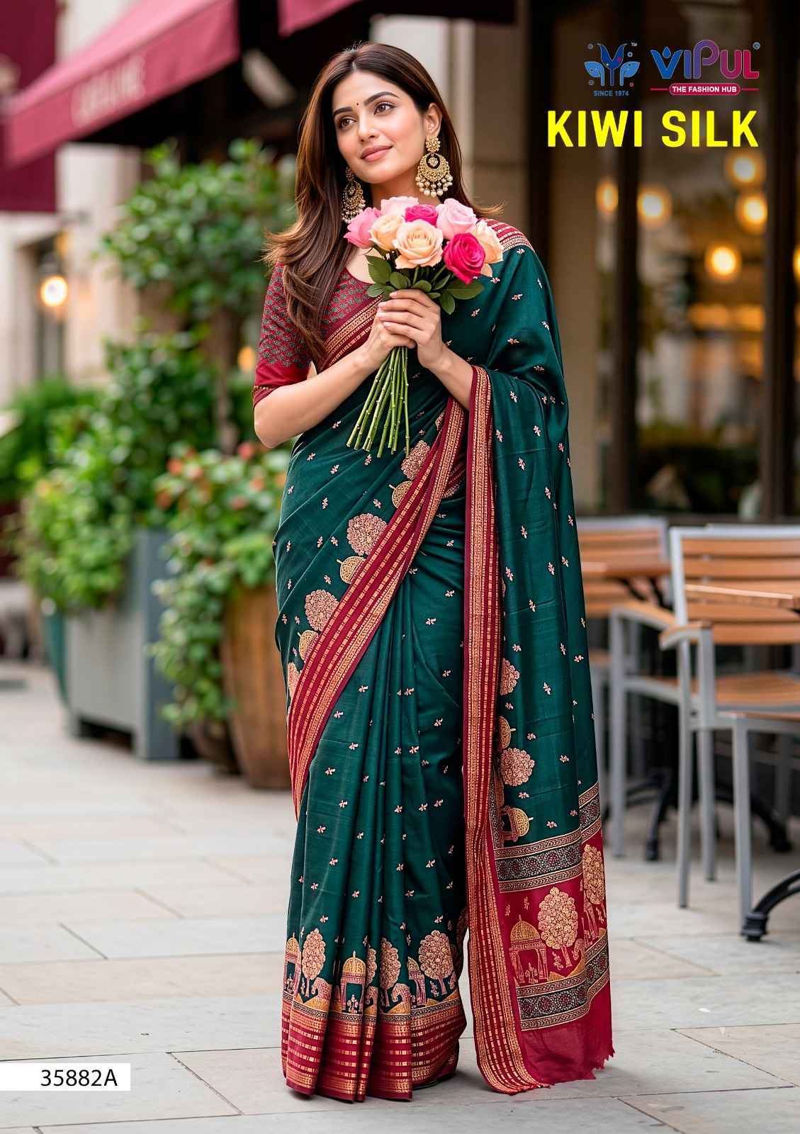 Vipul Kiwi Silk Silk Saree 6 pcs Catalogue