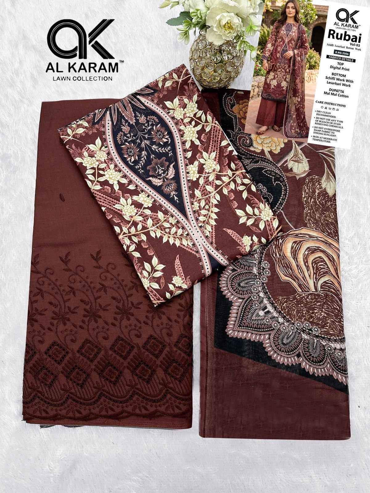 Al Karam Rubai Vol 2 Cotton Dress Material 6 pcs Catalogue