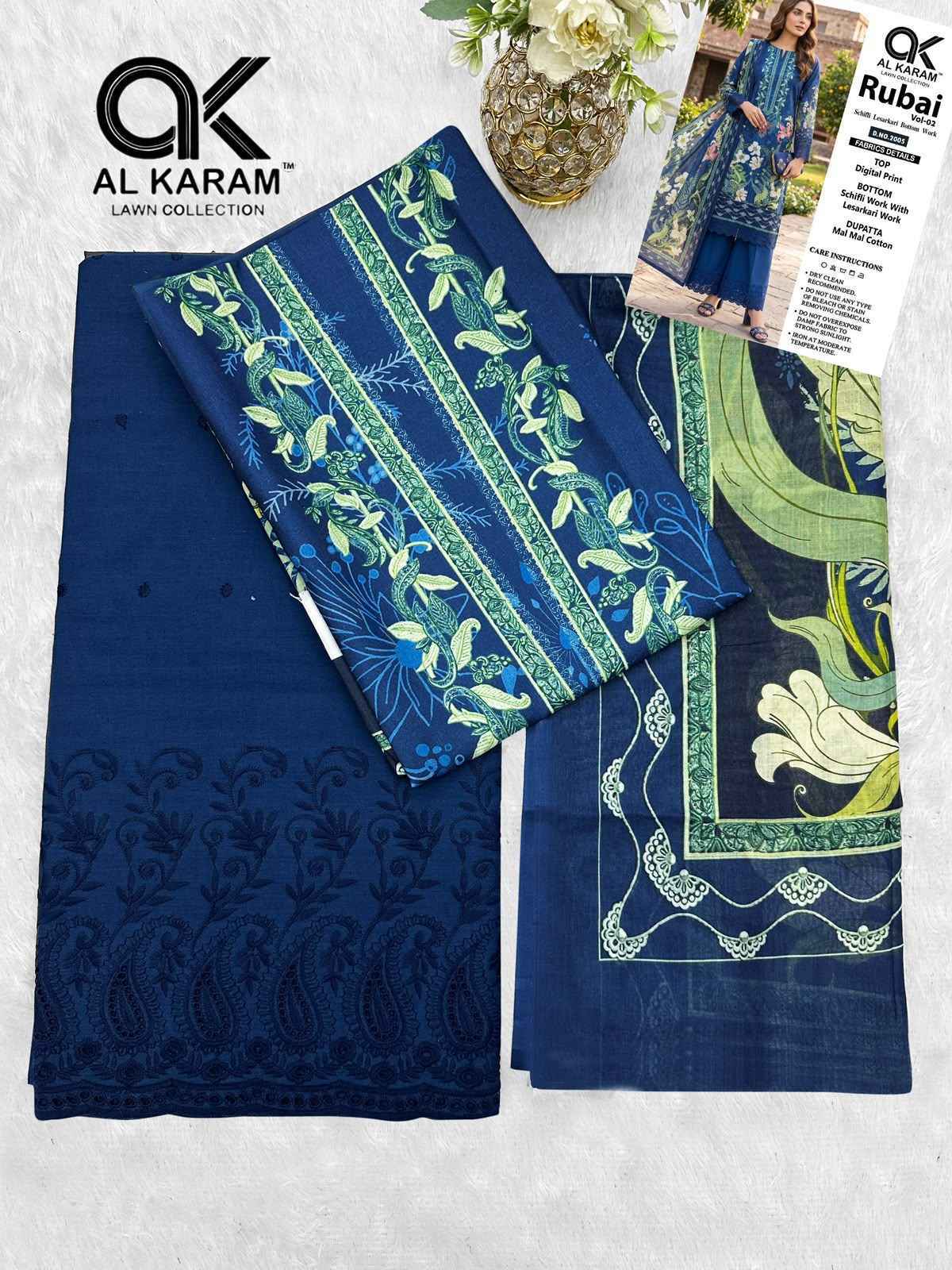 Al Karam Rubai Vol 2 Cotton Dress Material 6 pcs Catalogue